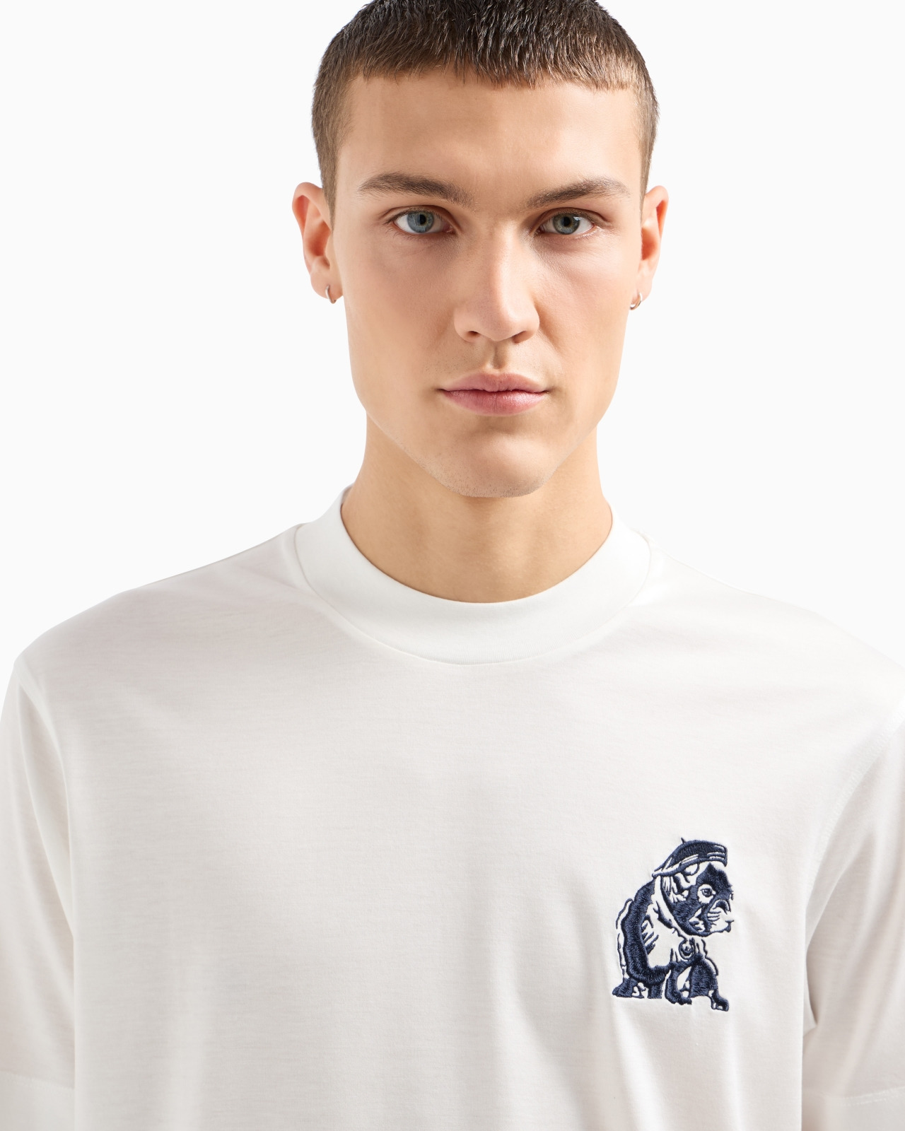 Lyocell blend-jersey T-shirt with ASV French bulldog embroidery - 5