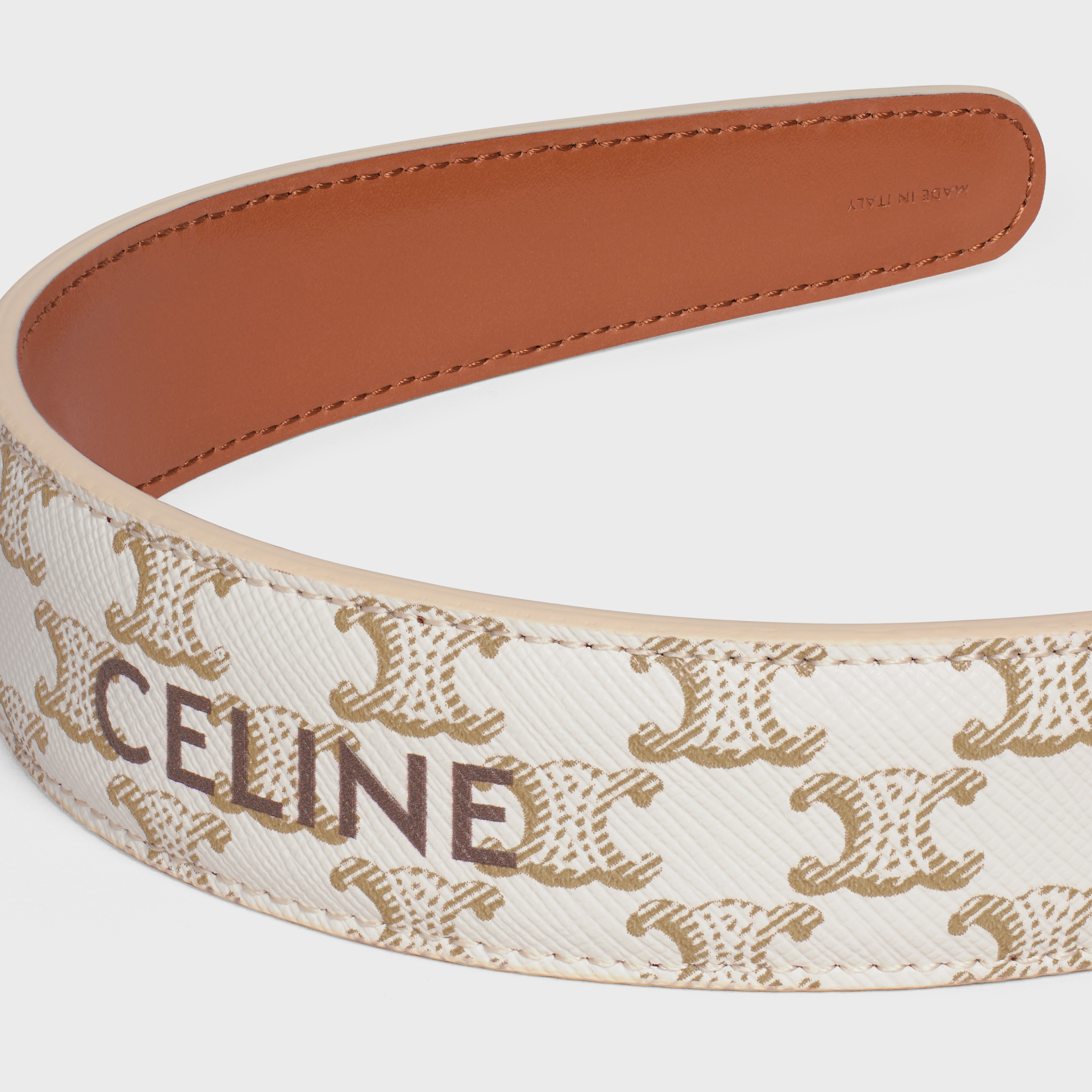 ★関税込★CELINE★(W) Triomphe Canvas Headband in Calfskin★ W) Celine Triomphe Canvas Headband in Calfskin Gold Tan | eBay