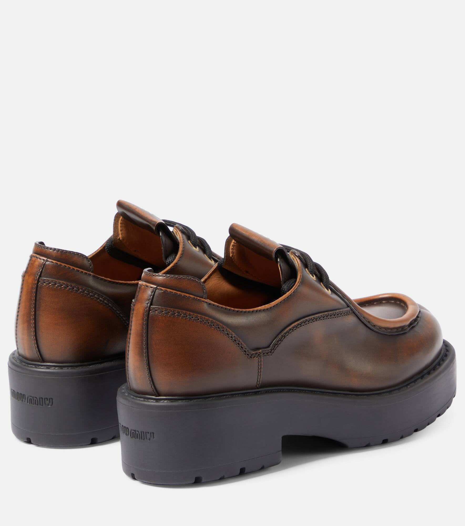 Leather platform brogues - 3