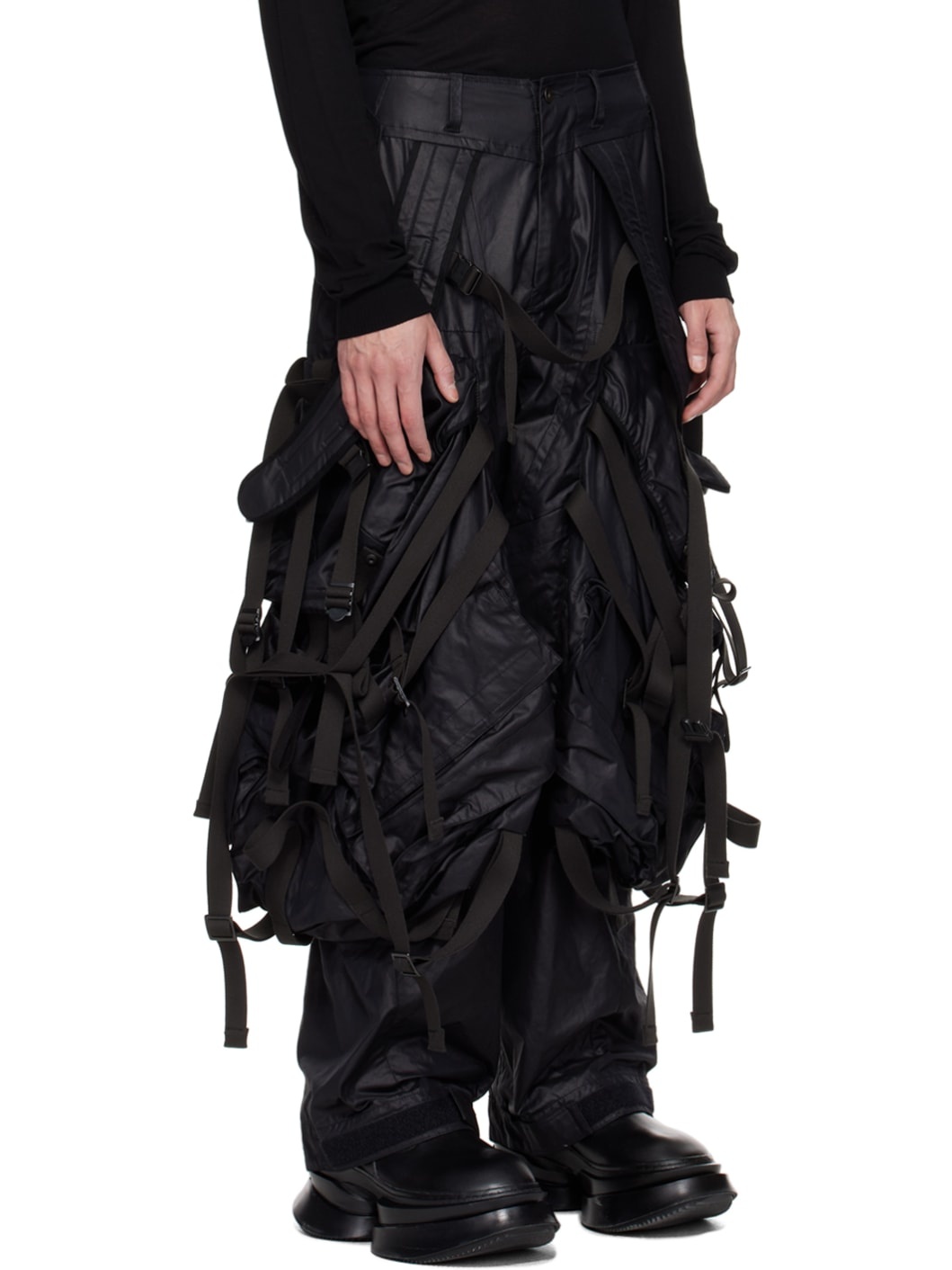 Black Backpack Cargo Pants - 2