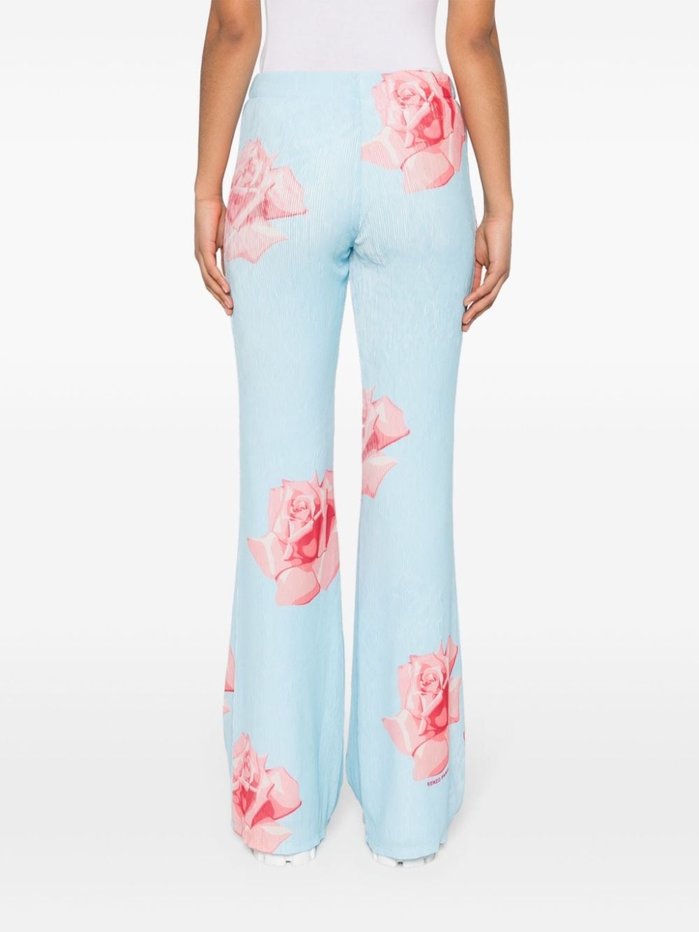 rose-print flared trousers - 4