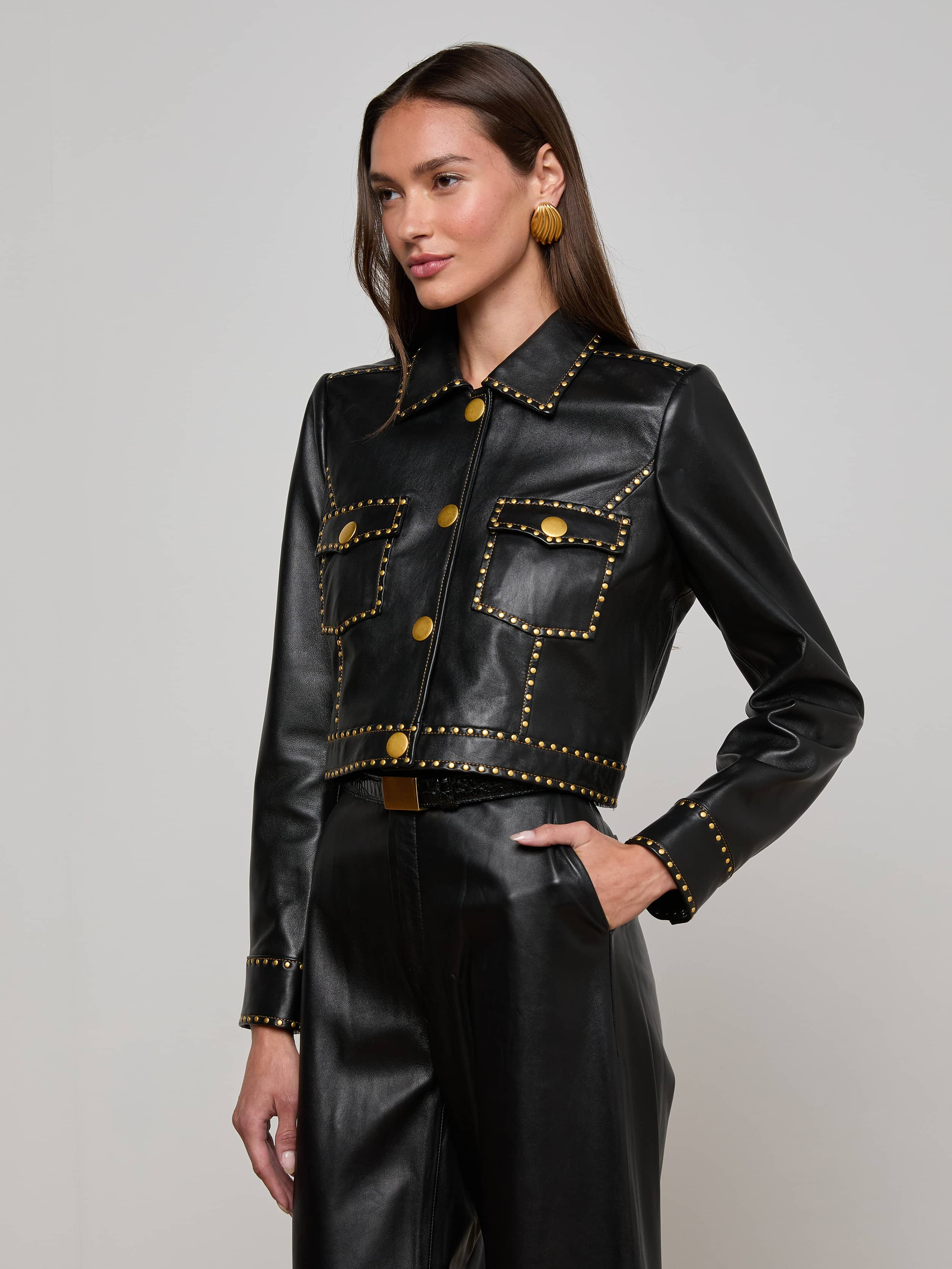 Winsome Studded Leather Jacket - 3
