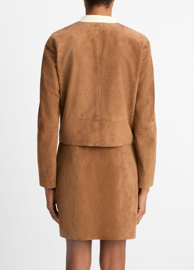 Vince Collarless Cropped Suede Jacket outlook