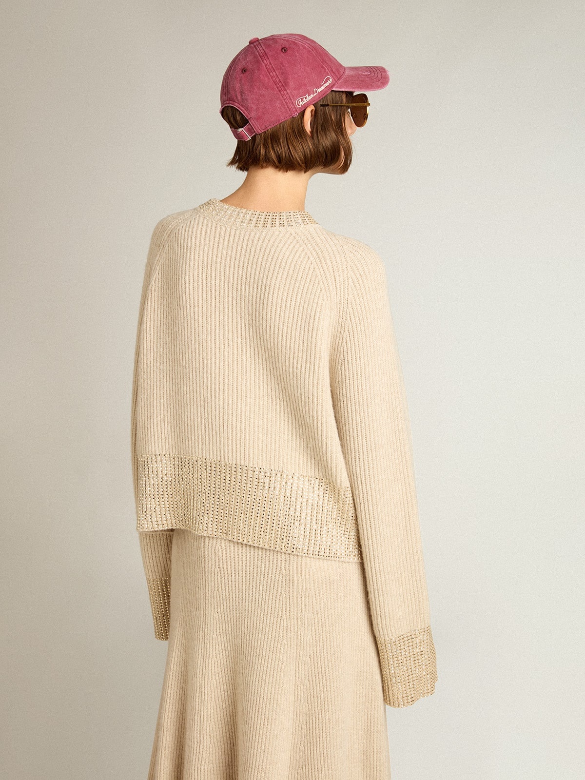 Women's boxy sweater in wool with hotfix crystal decoration - 5