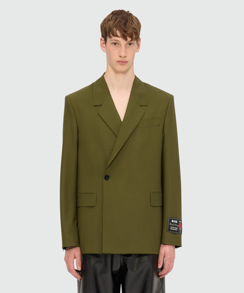 MSGM Olive green double-breasted jacket in cool wool outlook