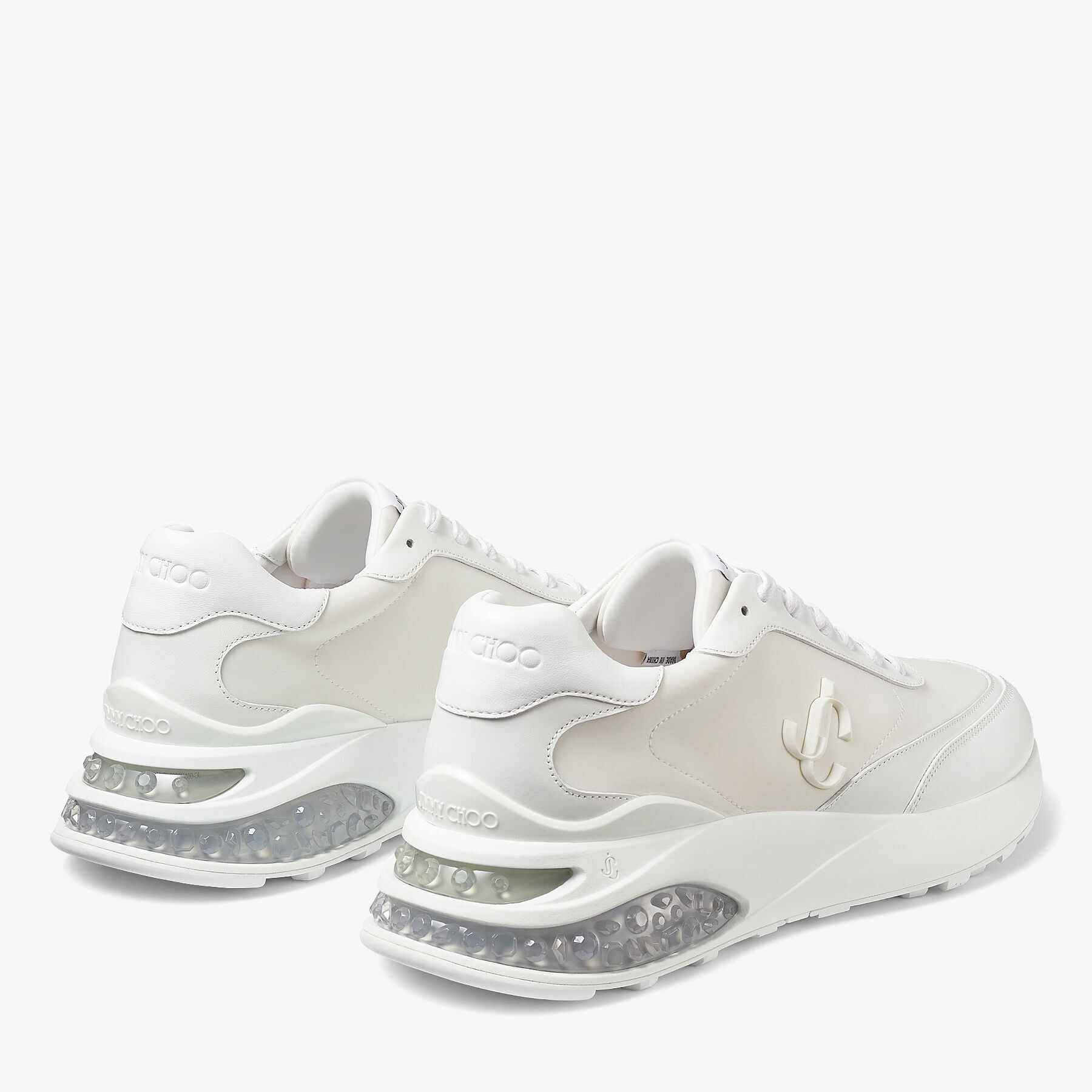 JIMMY CHOO Memphis Lace Up/m White Neoprene and Leather Low
