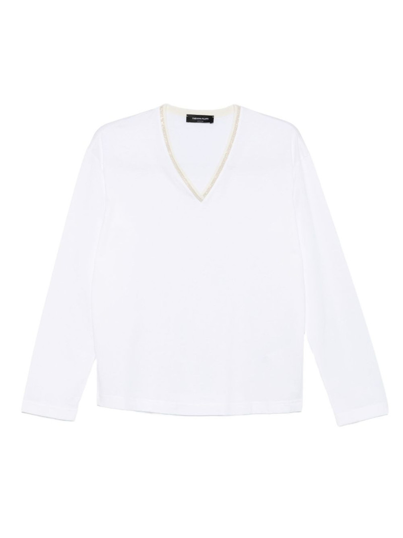 embellished V-neck T-shirt 1
