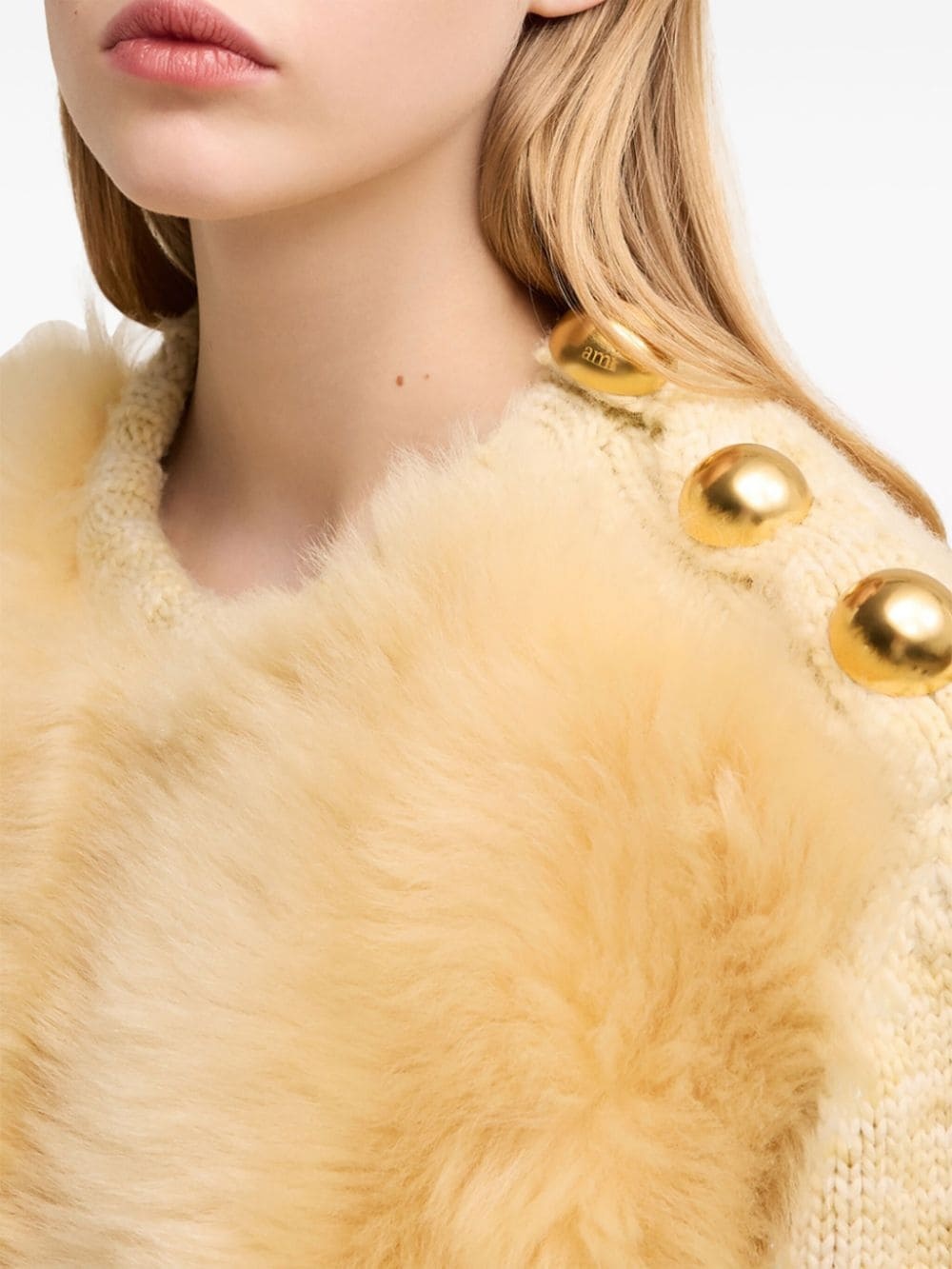 shearling crew neck sweater - 7