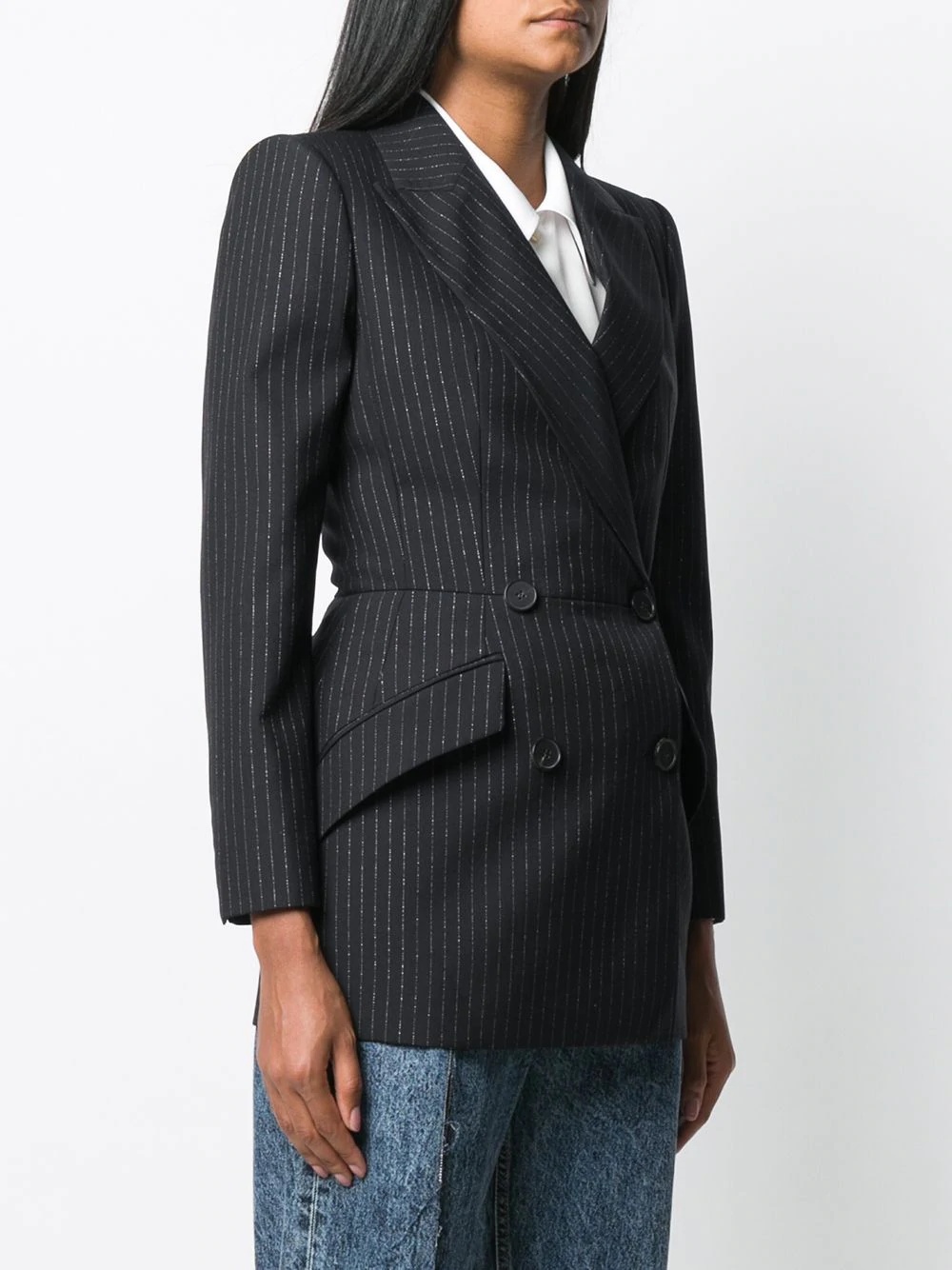 pinstripe double-breasted blazer - 3