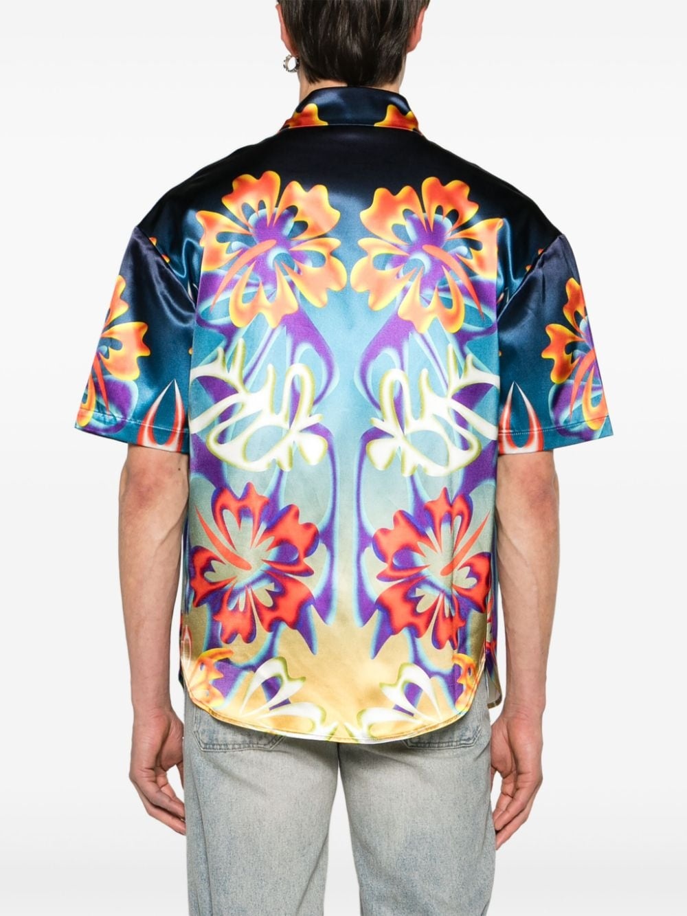 floral-print satin shirt - 4