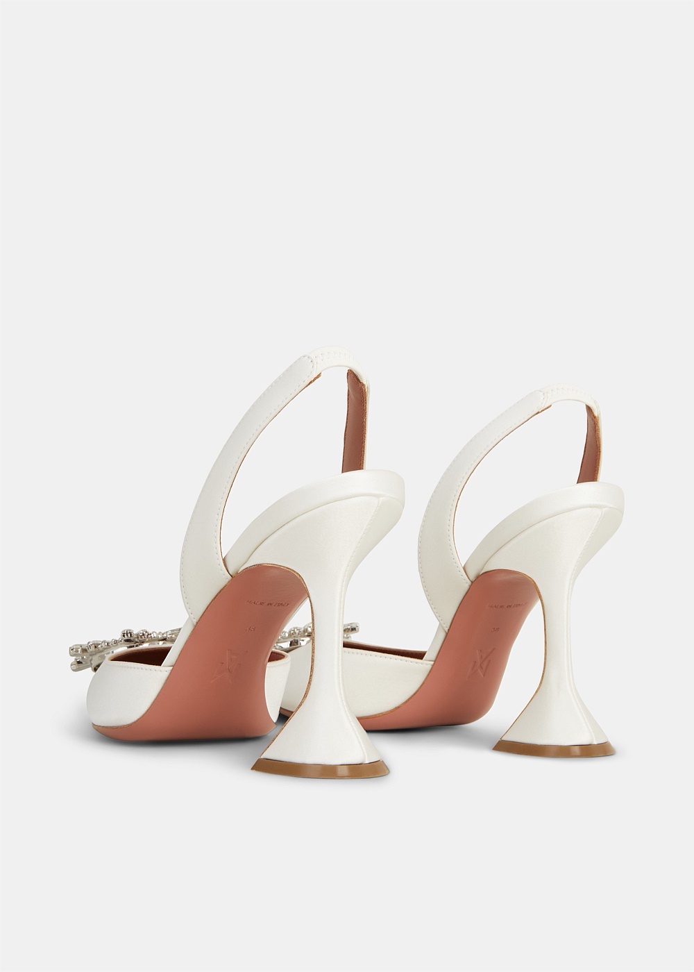 White Satin Begum Slingback Pumps - 3