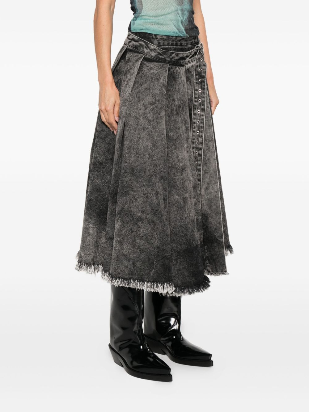 belted denim skirt - 3