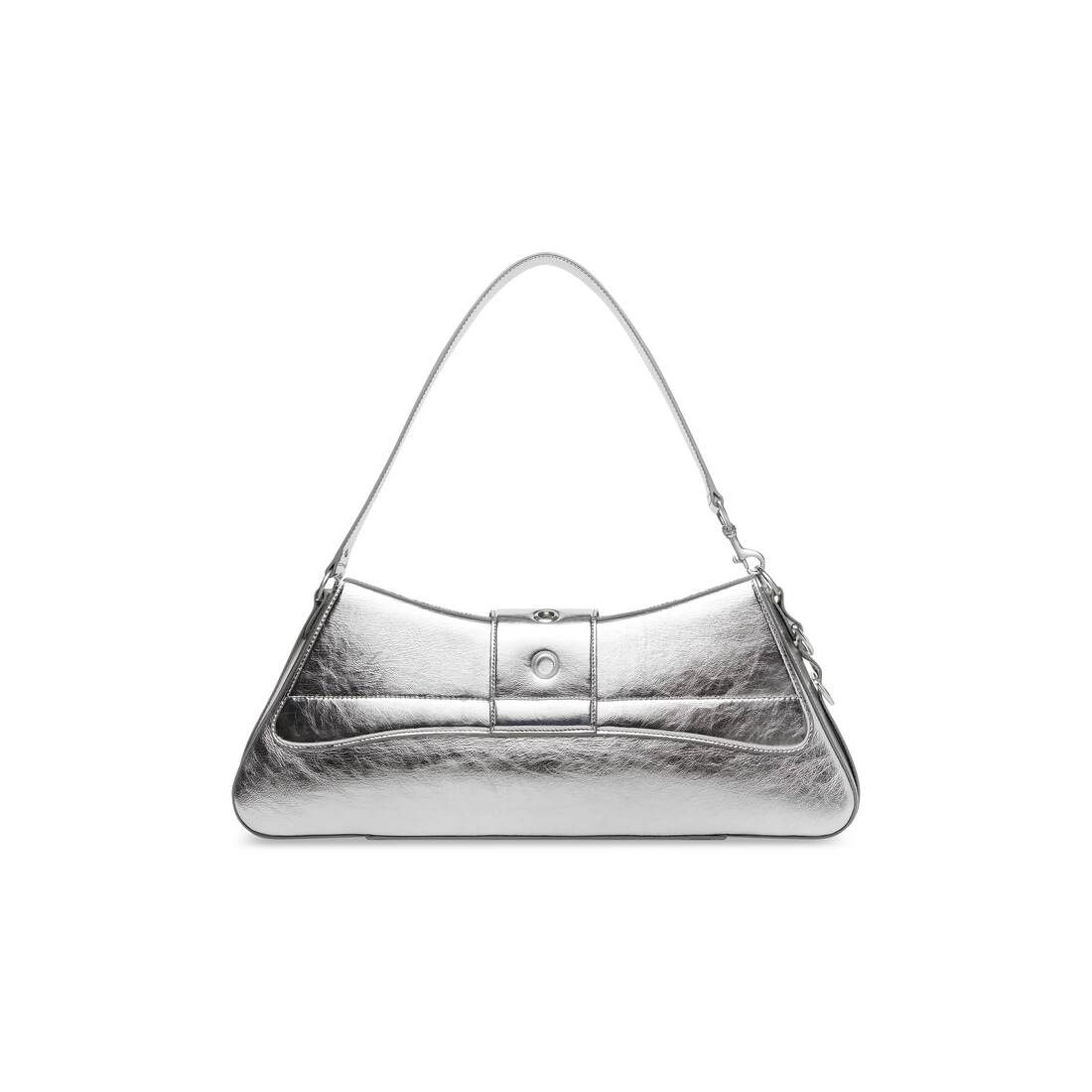 Women's Lindsay Large Shoulder Bag Pleated Mirror Effect in Silver 5