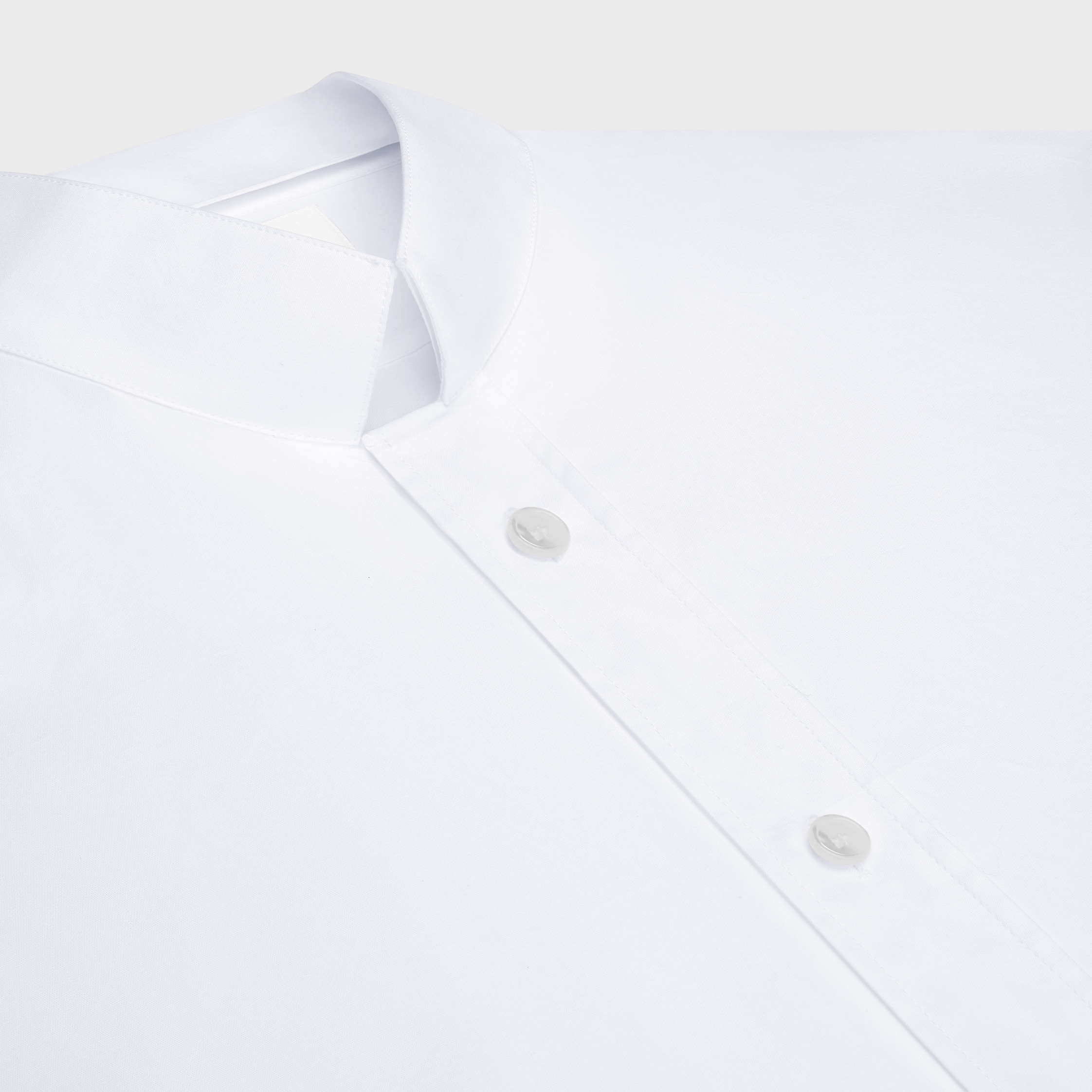 loose shirt with inverted collar in cotton poplin - 3