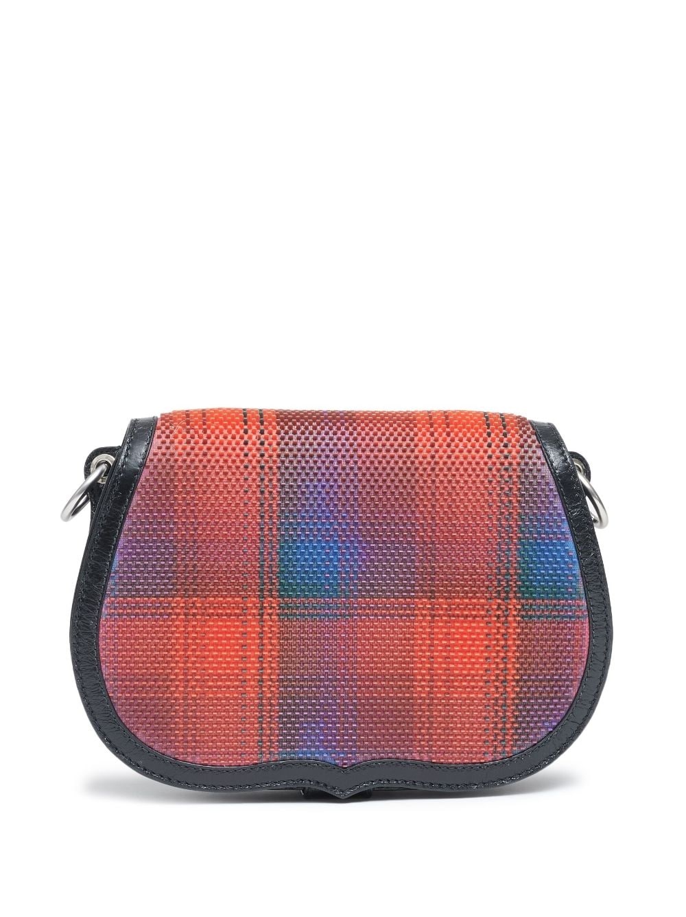 grid-pattern leather shoulder bag - 1