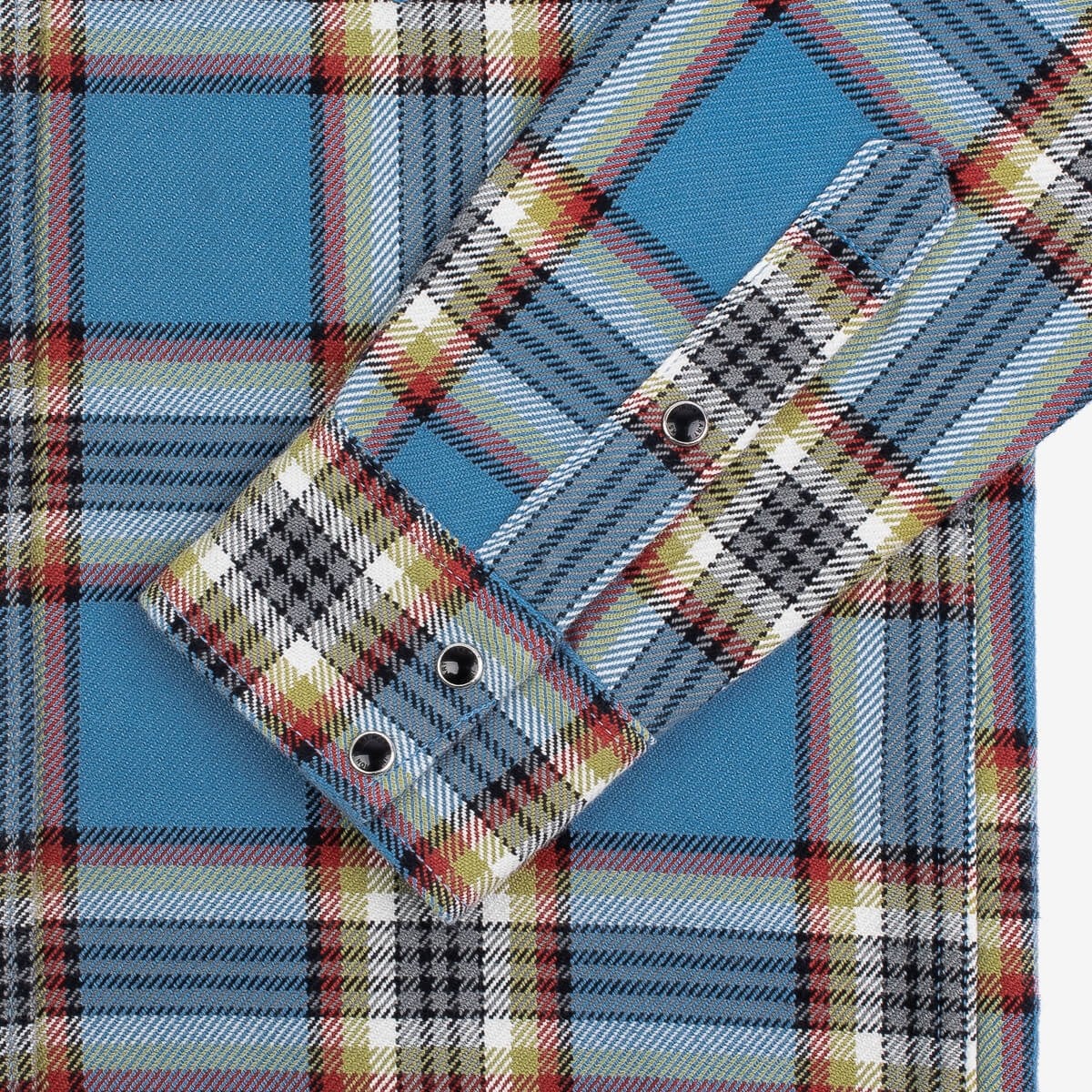 IHSH-332-SAX Ultra Heavy Flannel Anniversary Check Western Shirt - Sax Blue Overdyed Pale Grey - 9