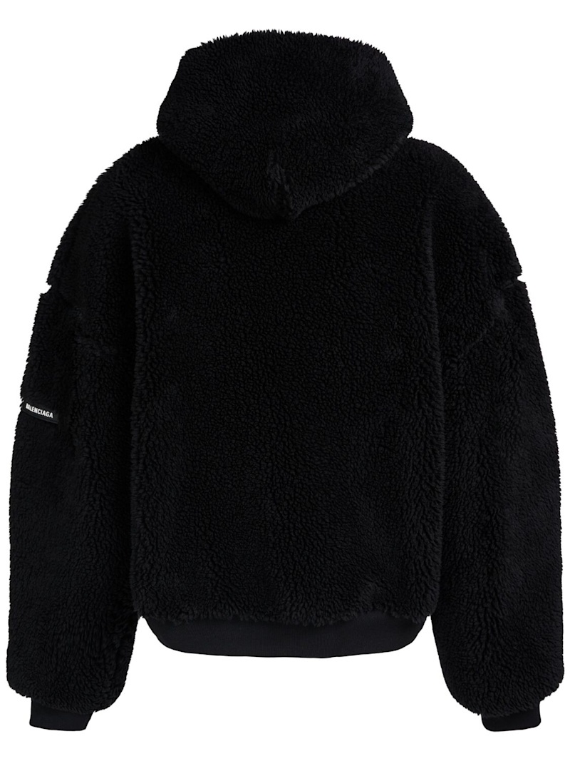 Faux shearling zip-up hoodie - 4