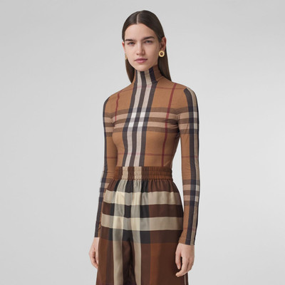 Burberry Vintage Check Stretch Jersey Turtleneck Top outlook