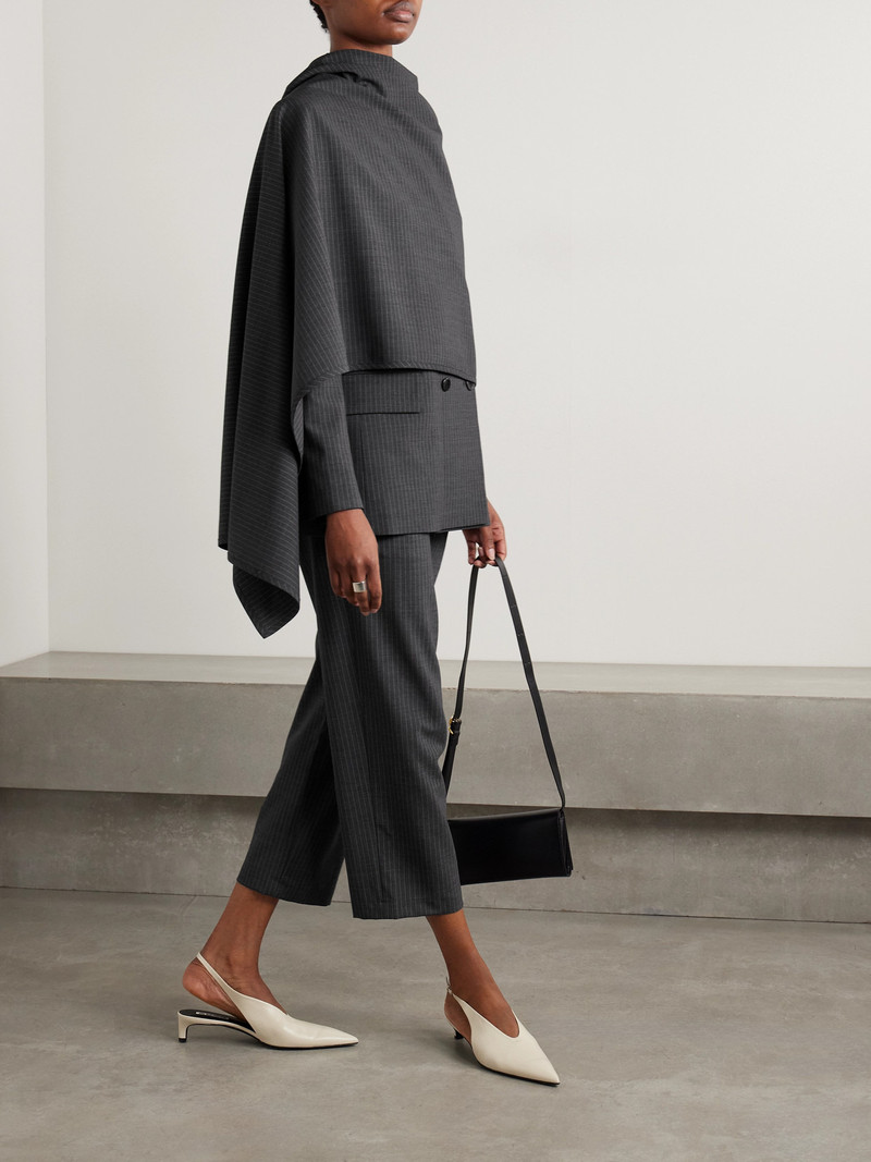 MARIA McMANUS Double-breasted Draped Pinstriped Wool-blend Blazer outlook