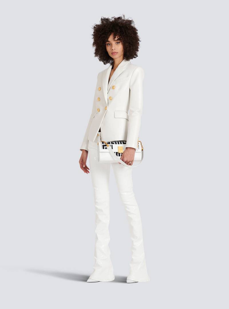 Balmain Double-breasted leather blazer outlook