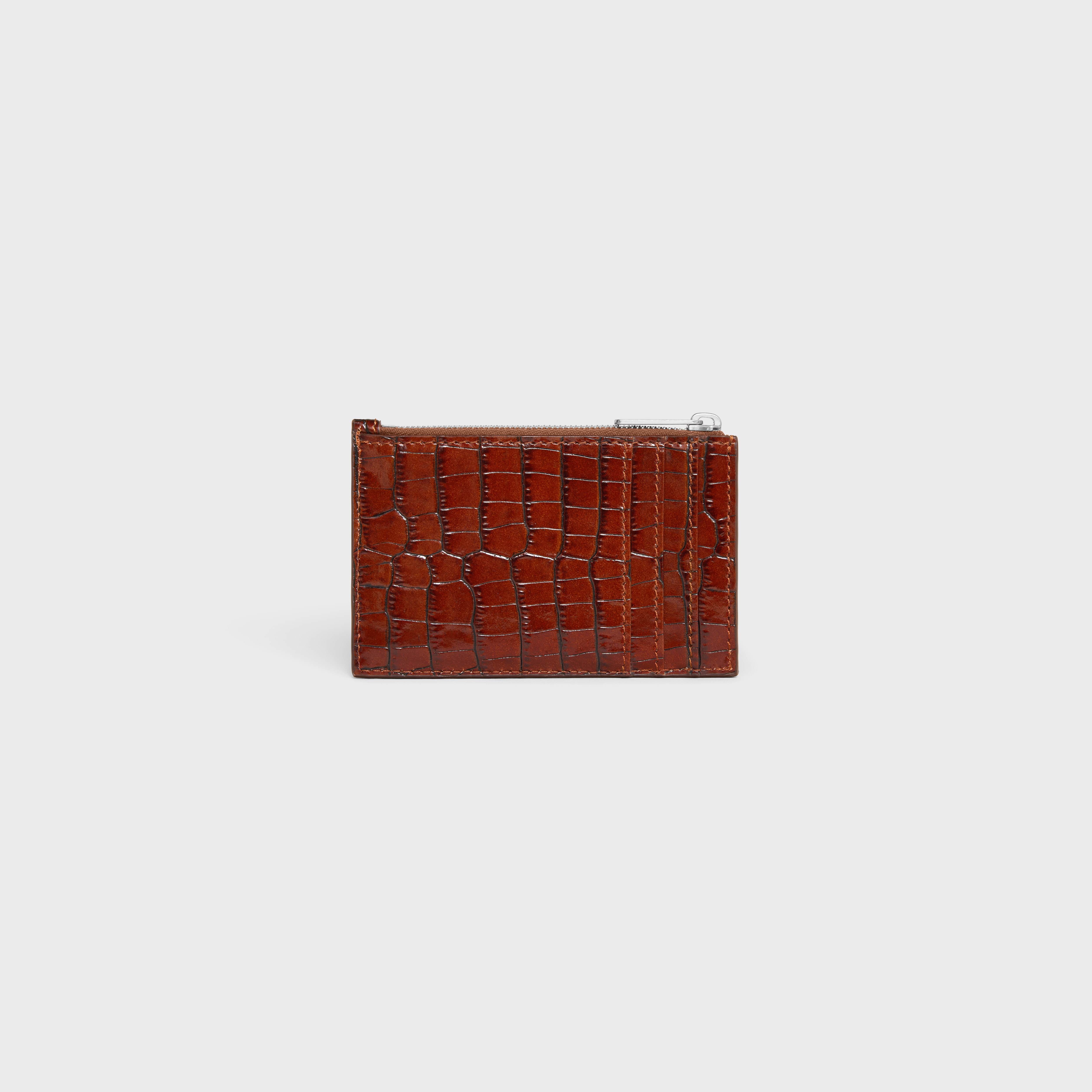 Zipped Card Holder in CROCODILE EMBOSSED CALFSKIN - 3