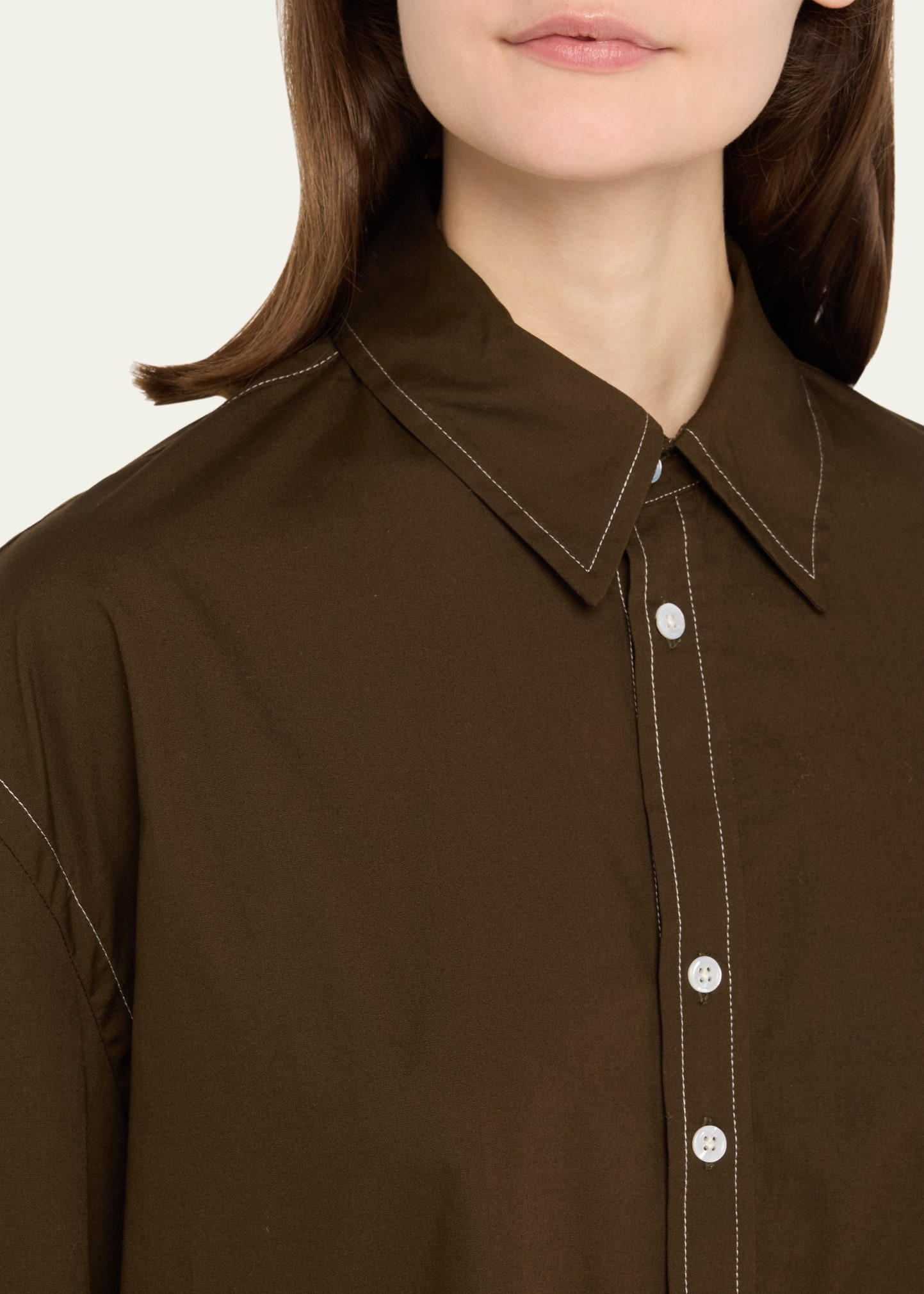 Poplin Button-Front Shirt - 4