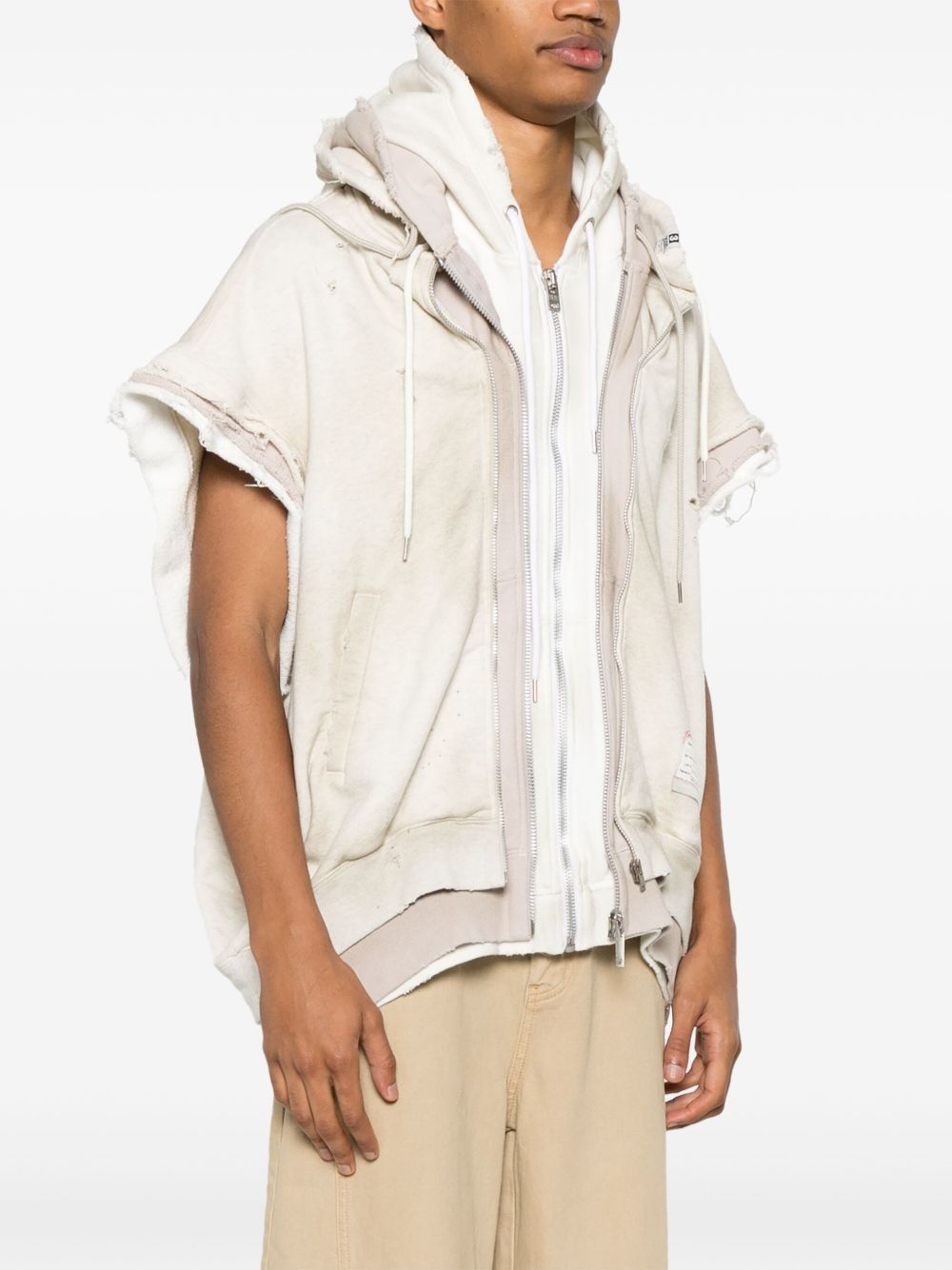 layered zip-up hoodie - 3