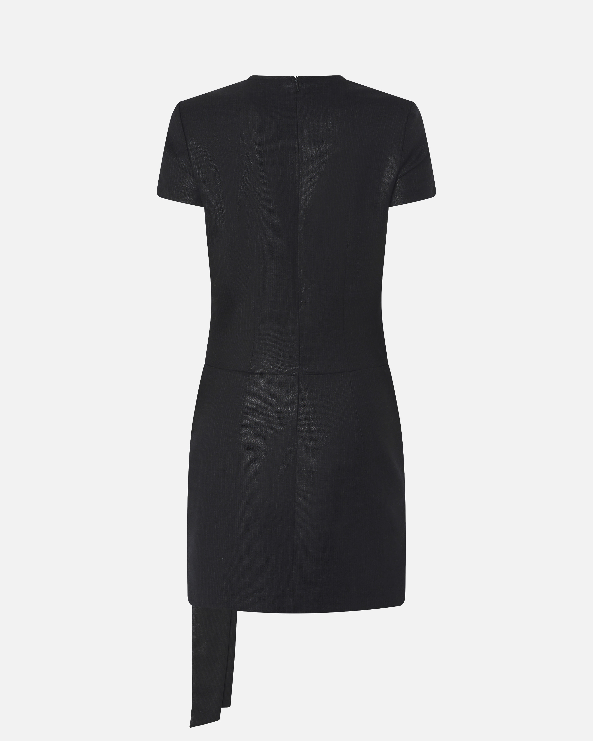 SHORT PINSTRIPED DRESS WITH DRAPING - 6