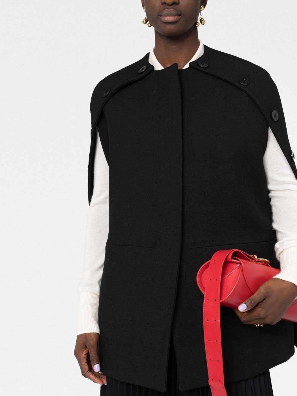 buttoned slit-sleeves coat - 5