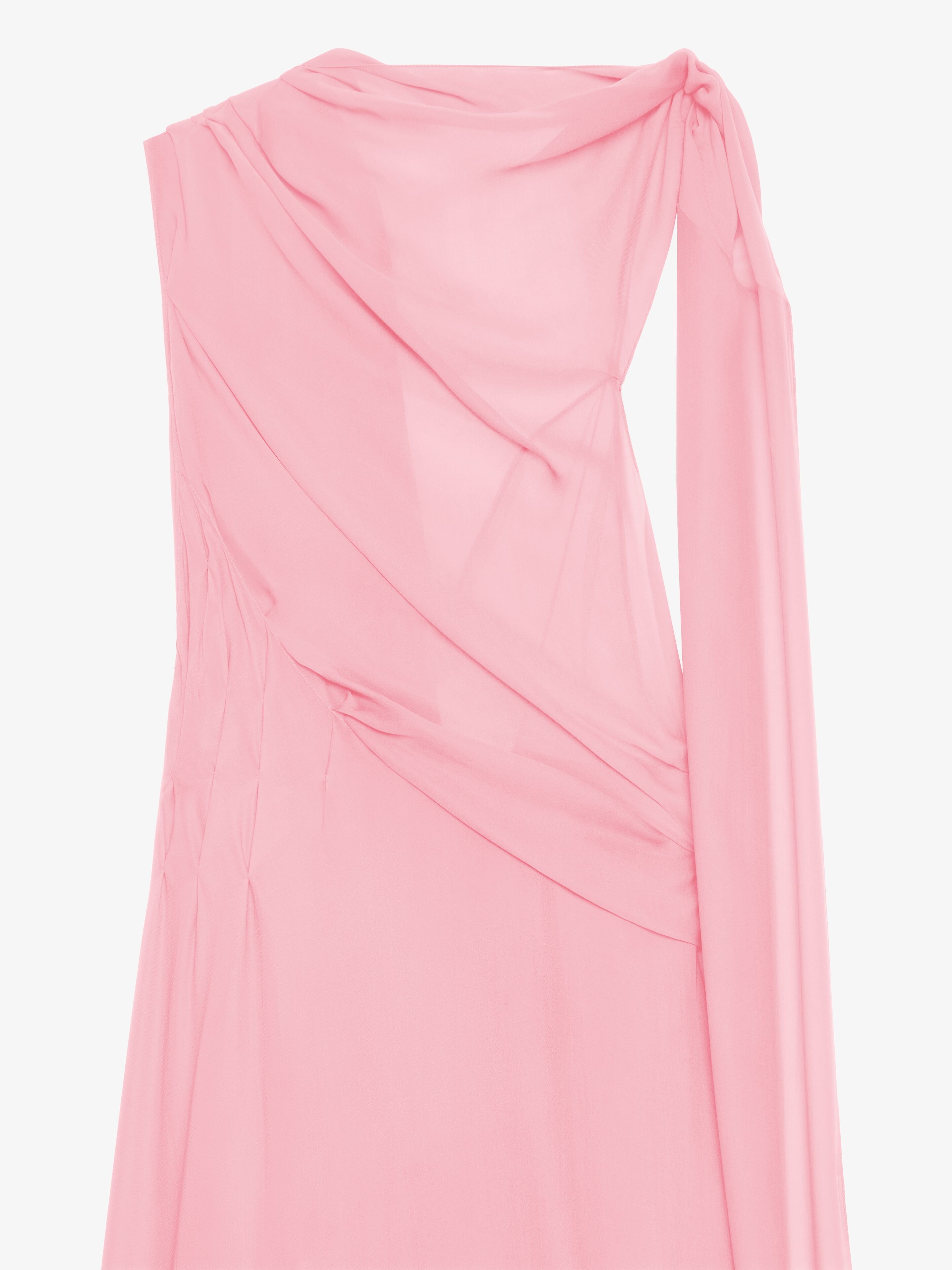 DRAPED DRESS IN SILK GEORGETTE WITH LAVALLIÈRE - 2