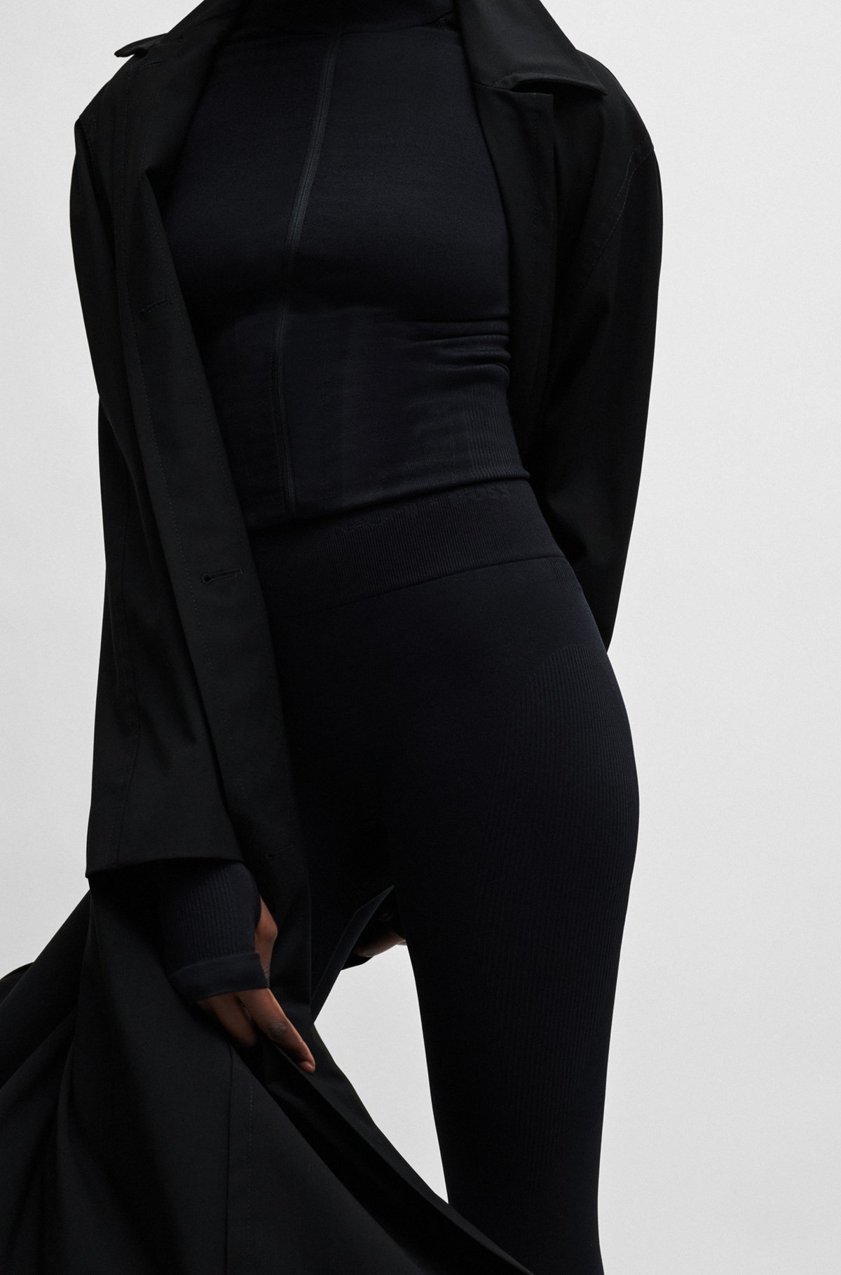 NAOMI X BOSS STRETCH-JERSEY LEGGINGS WITH BRANDED WAISTBAND - 5