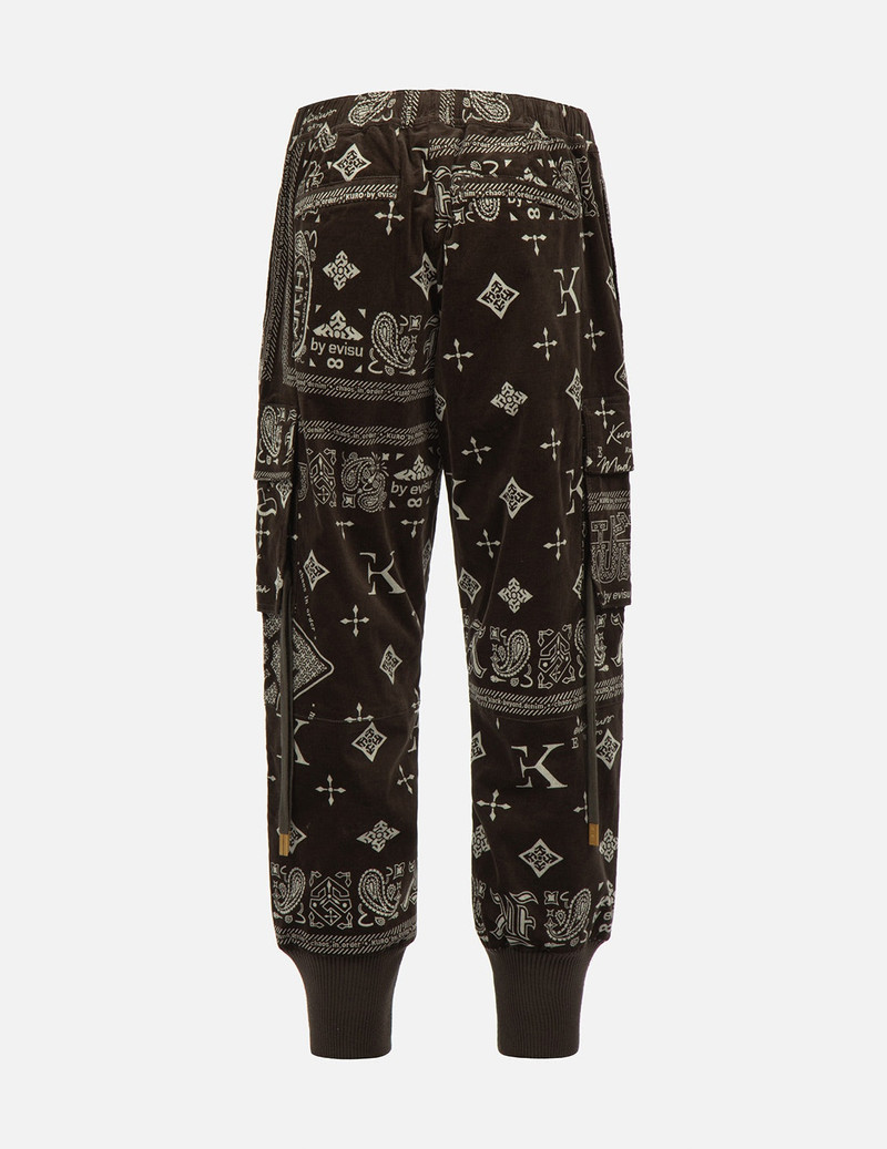 EVISU Monogram Paisley and Logo Print Velvet Joggers outlook