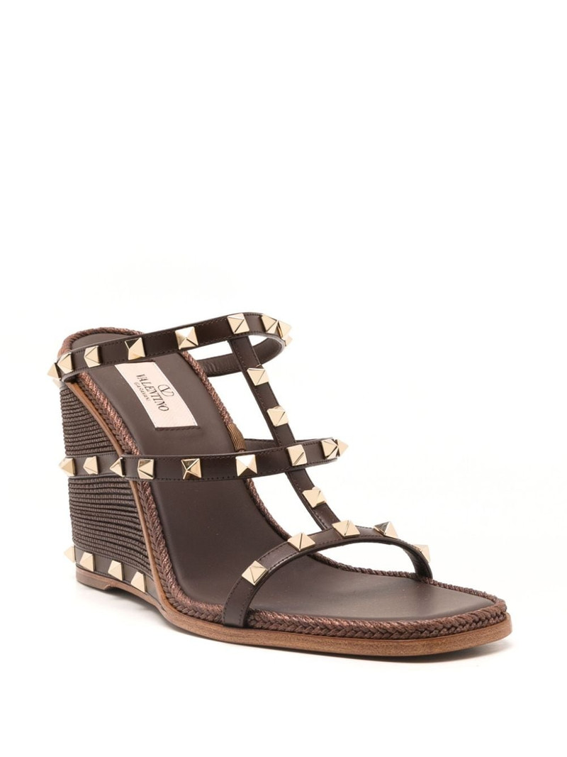 Valentino Rockstud-embellished wedge sandals outlook