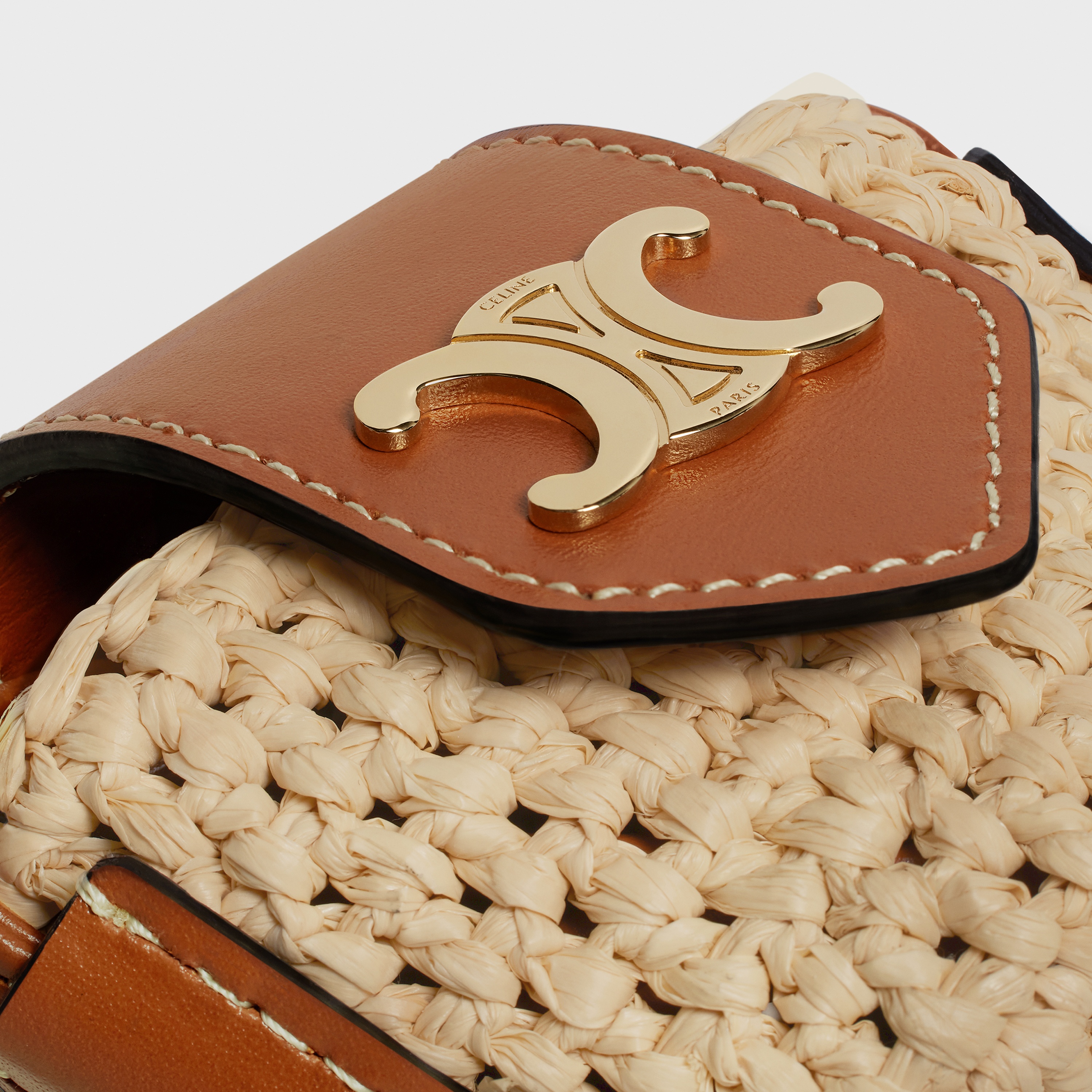Crossbody Airpods Panier in raffia and calfskin - 4