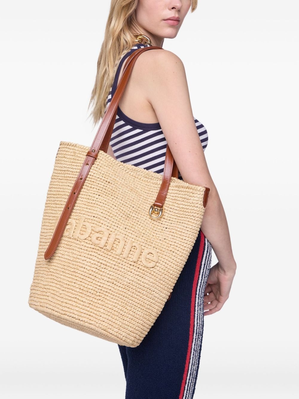 woven raffia tote bag - 4