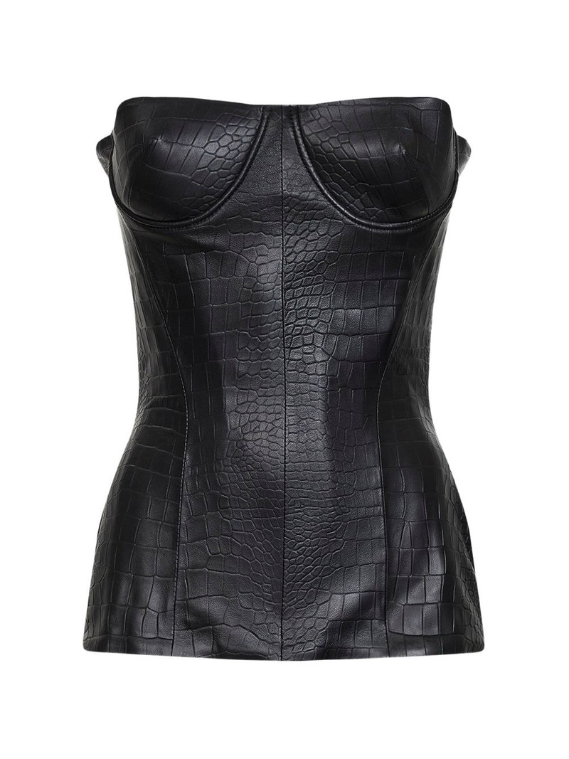 crocodile-embossed strapless top 1