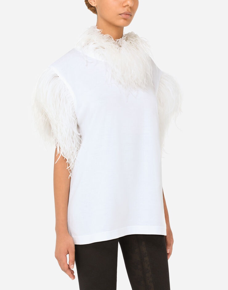 Jersey T-shirt with feathers - 4