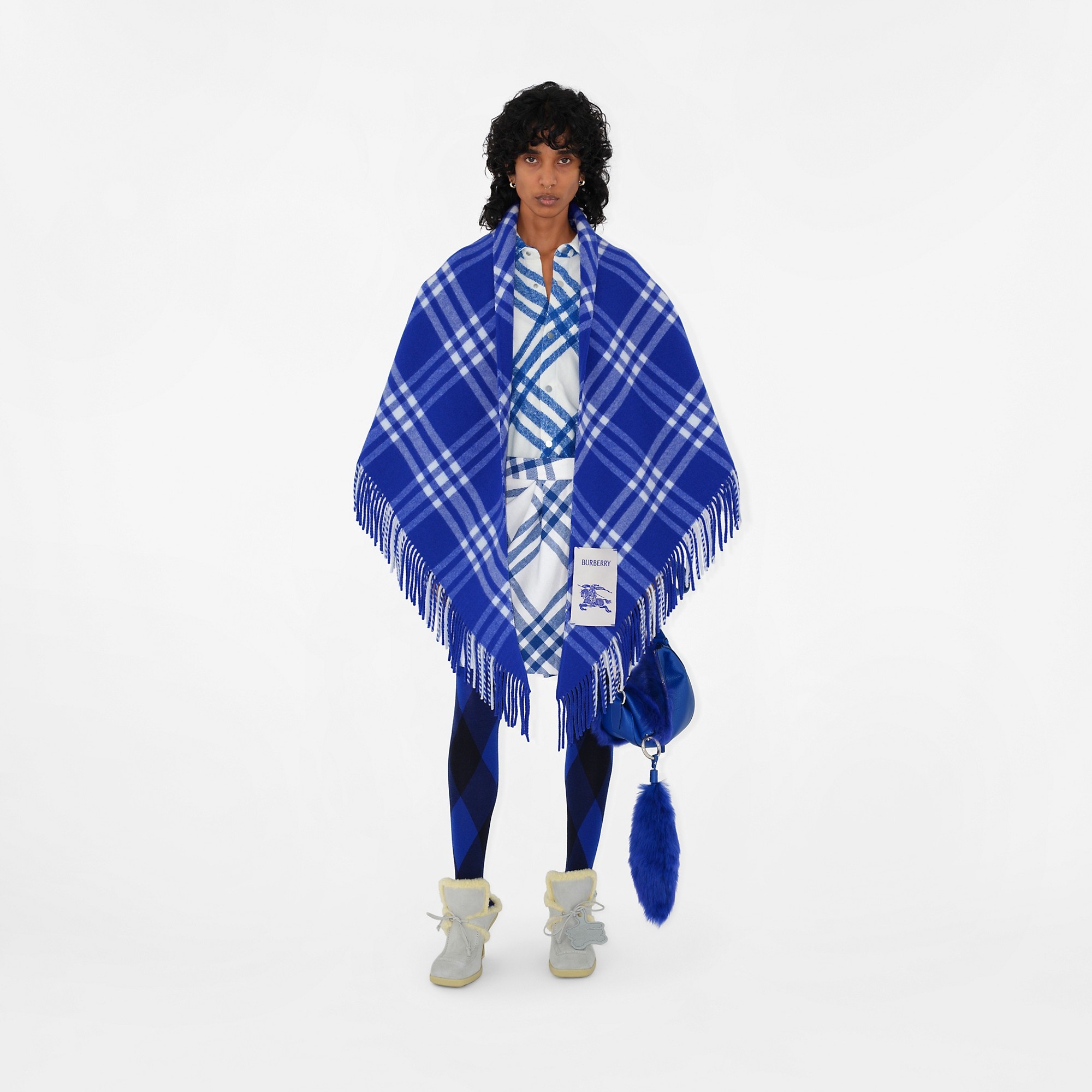 Check Wool Cape - 2
