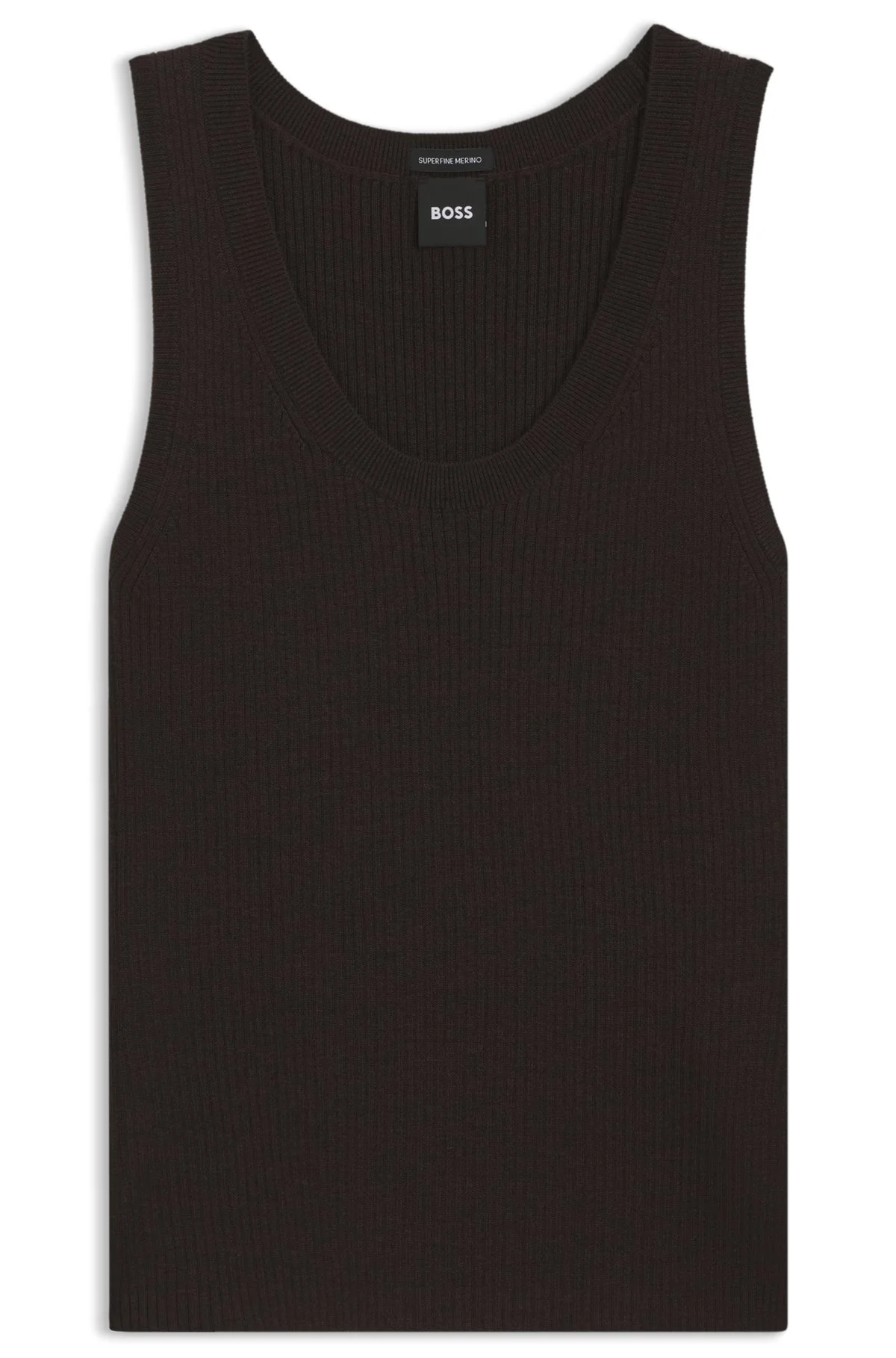 SLEEVELESS RIBBED TOP IN VIRGIN WOOL - 1