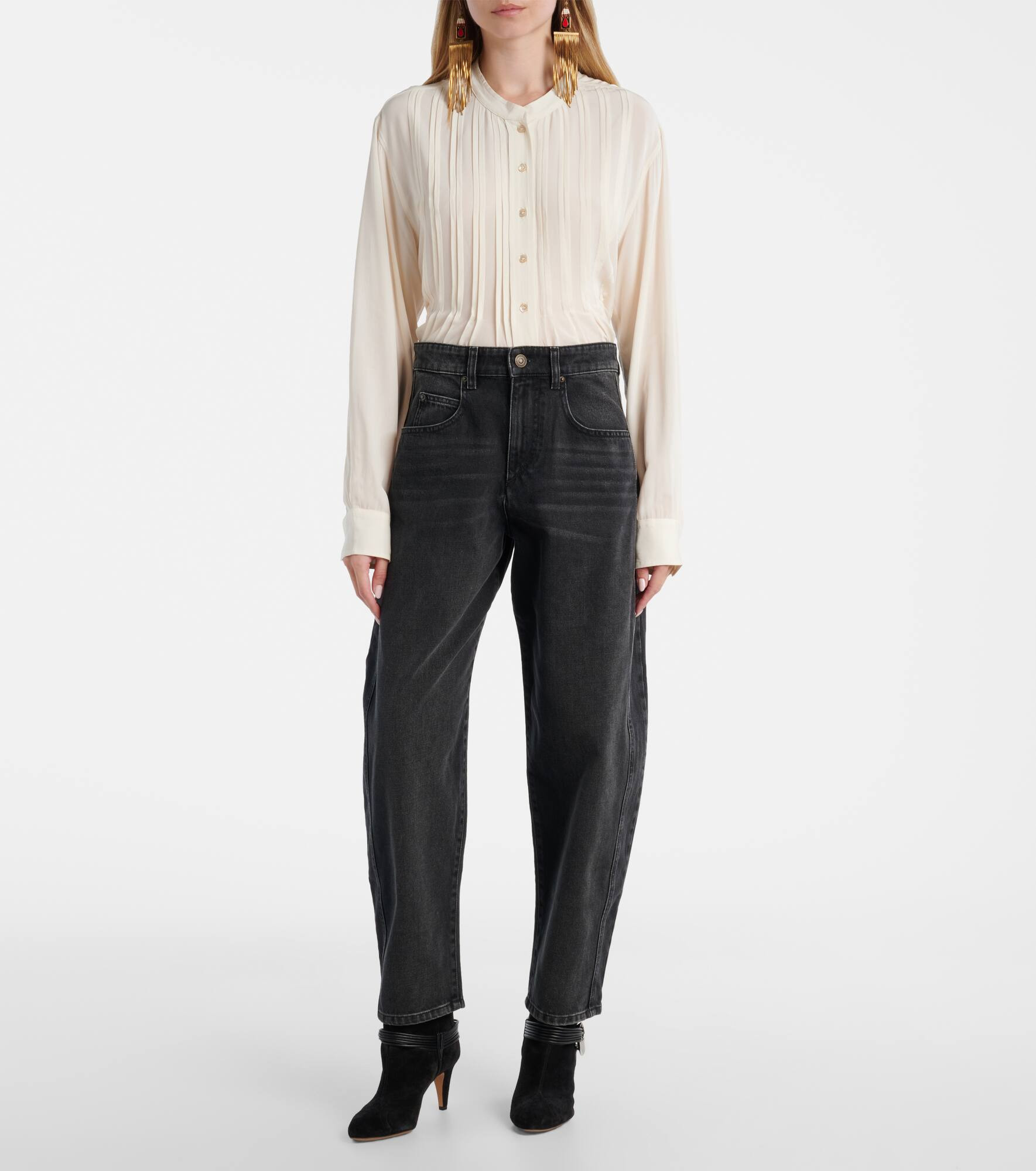 Oriane mid-rise barrel-leg jeans - 7