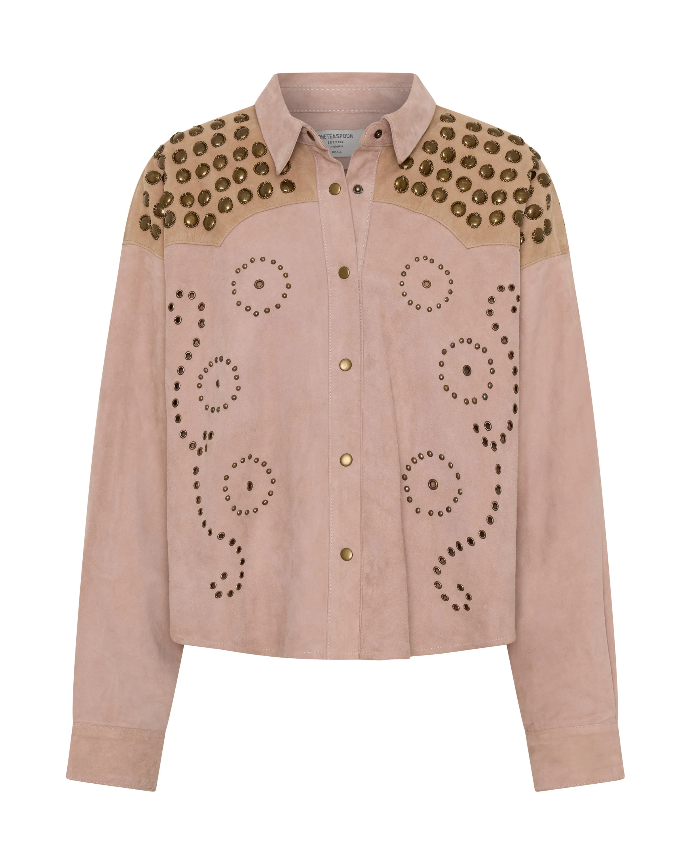 Rodeo Renegade Studded Embroidered Crop Suede Jack - Dusty Pink - 1