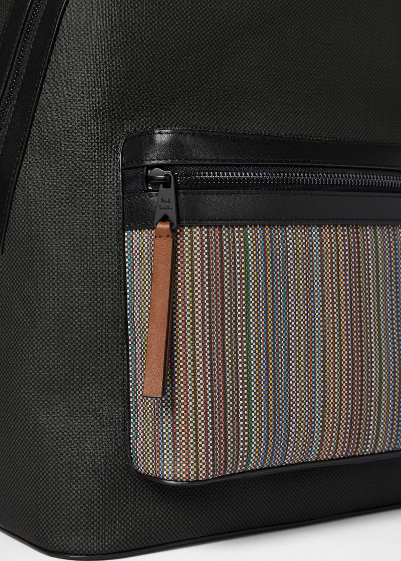 Coated Canvas Signature Stripe Pocket Backpack 5