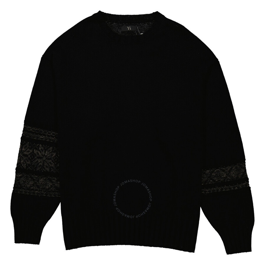 Y'S Black Crewneck Embroidered Jumper, Size Small - 1