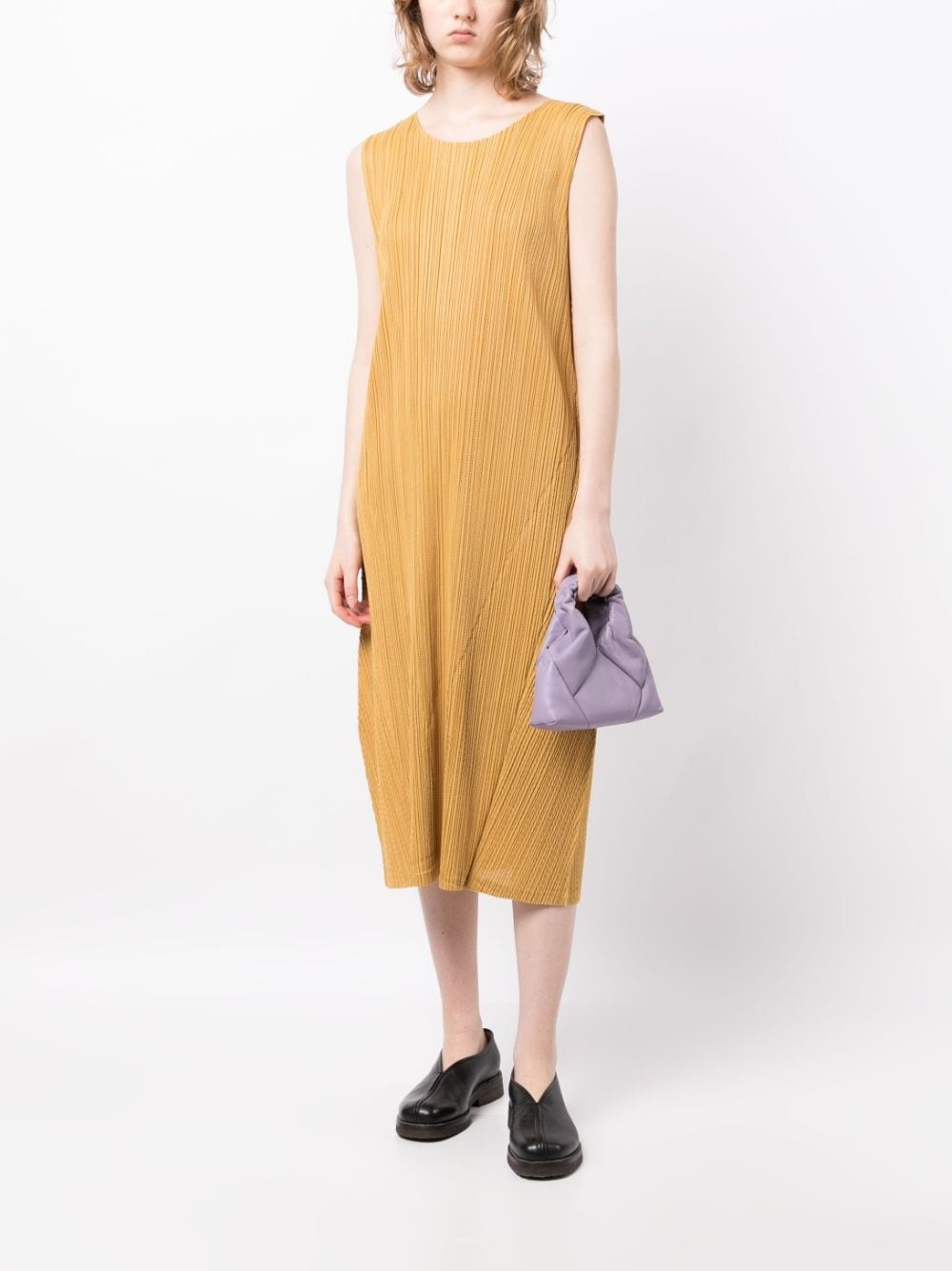 Pleats Please Issey Miyake Alley plissé-effect Midi Dress - Yellow