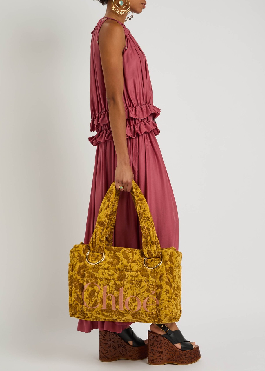 Chloe Plage Large Floral-jacquard Terry Tote - 5