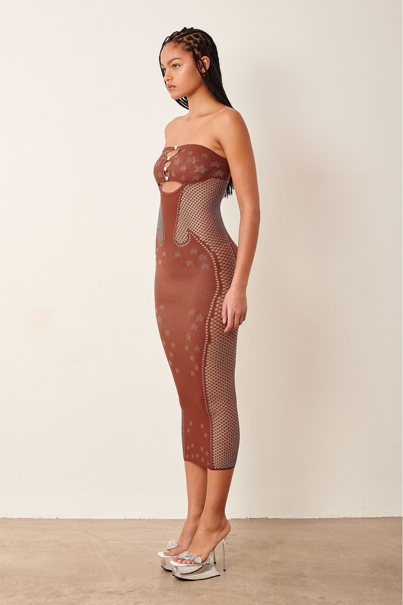 ROXIE DRESS OLD MONEY BROWN 5