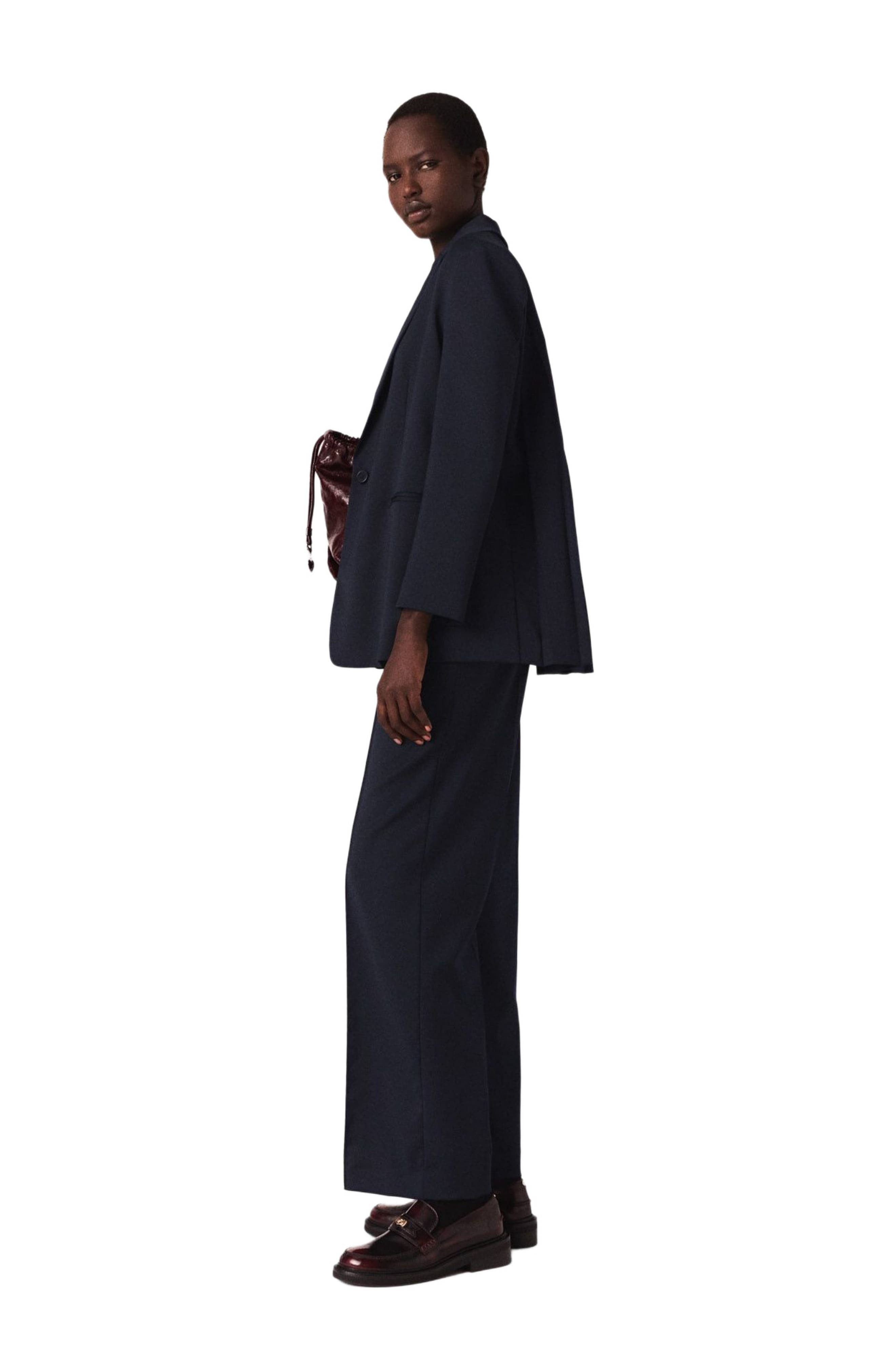maje Suit jacket with pleated back in Navy at Nordstrom - 4