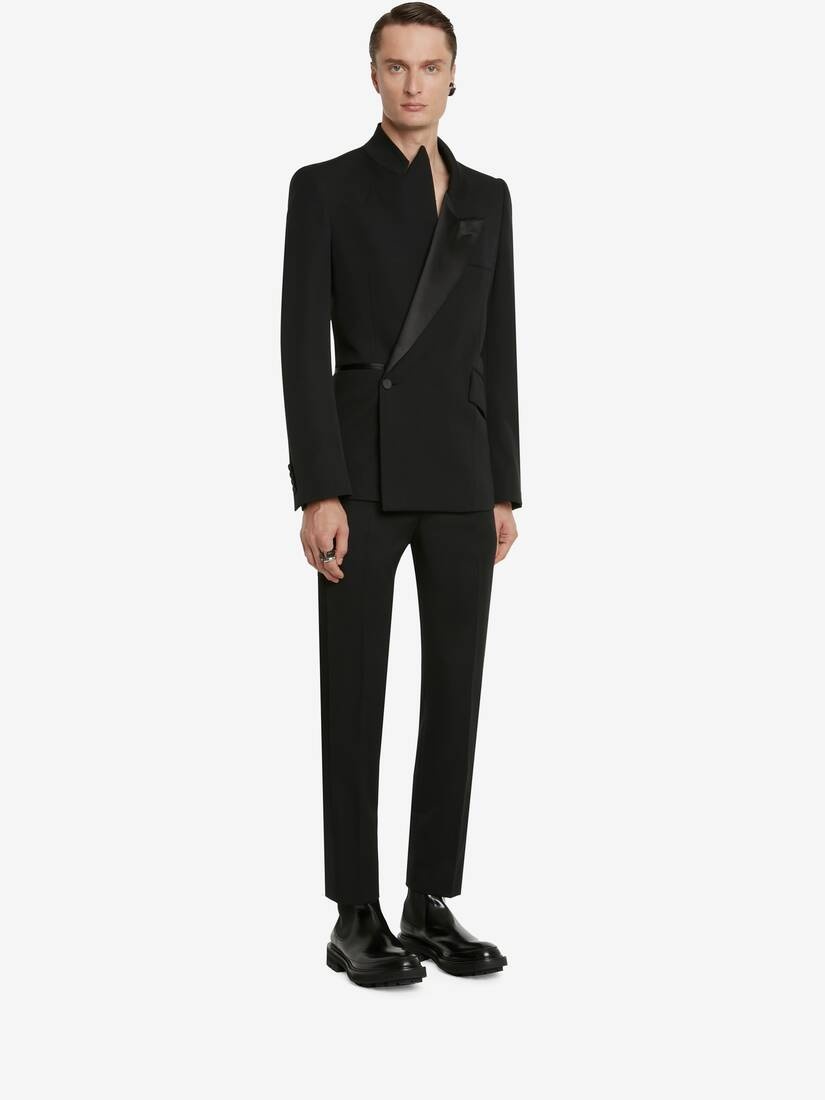 Men's Asymmetric Tuxedo Jacket in Black - 3