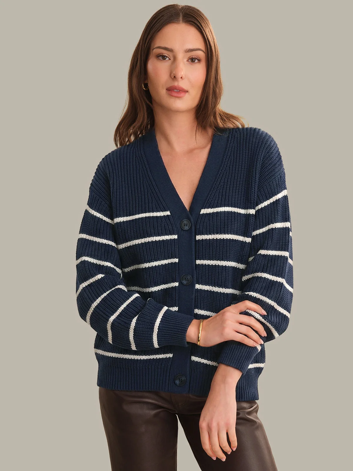 Stripe Cotton Cardigan - 1