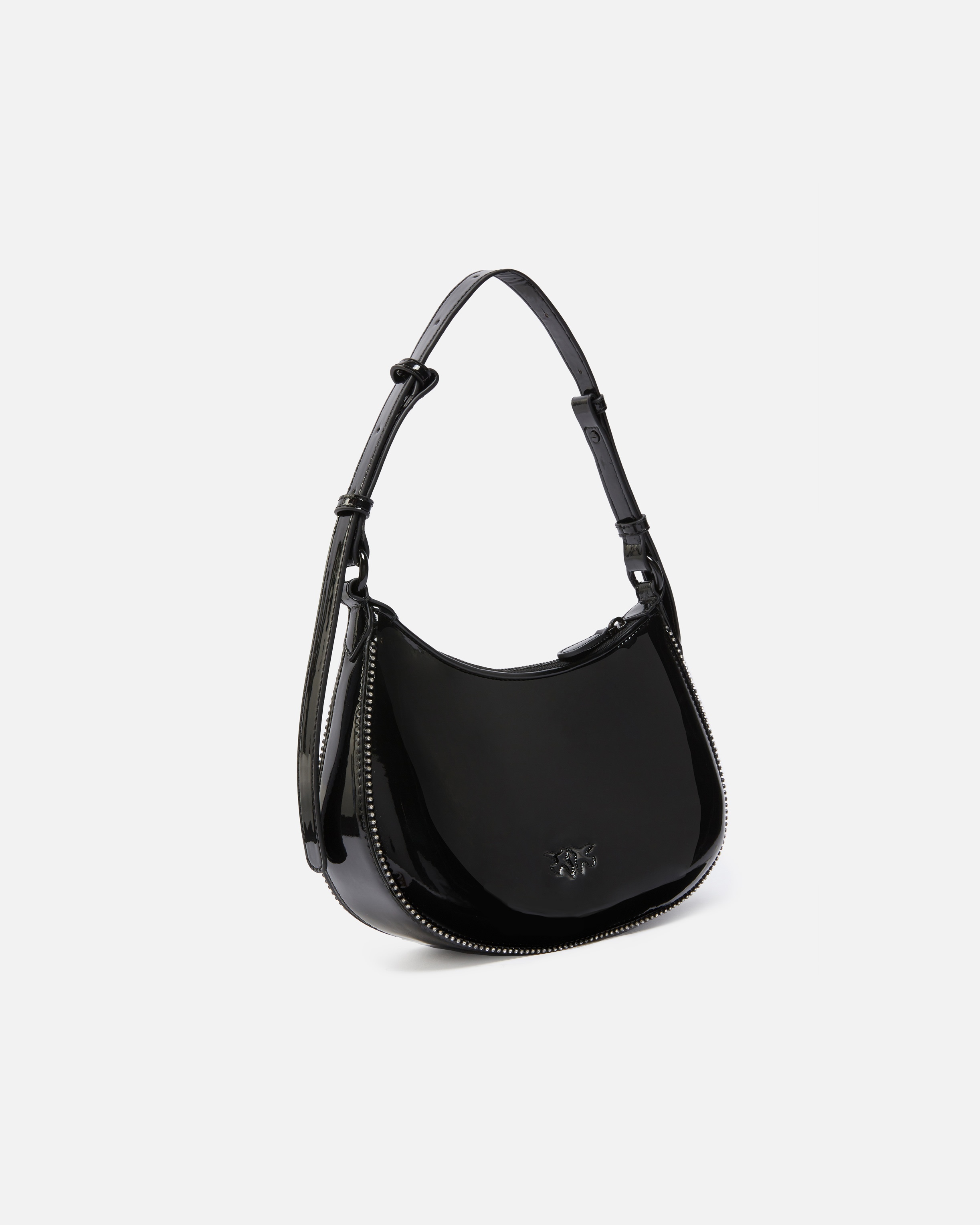 PATENT HALF MOON HANDBAG WITH RHINESTONES - 2